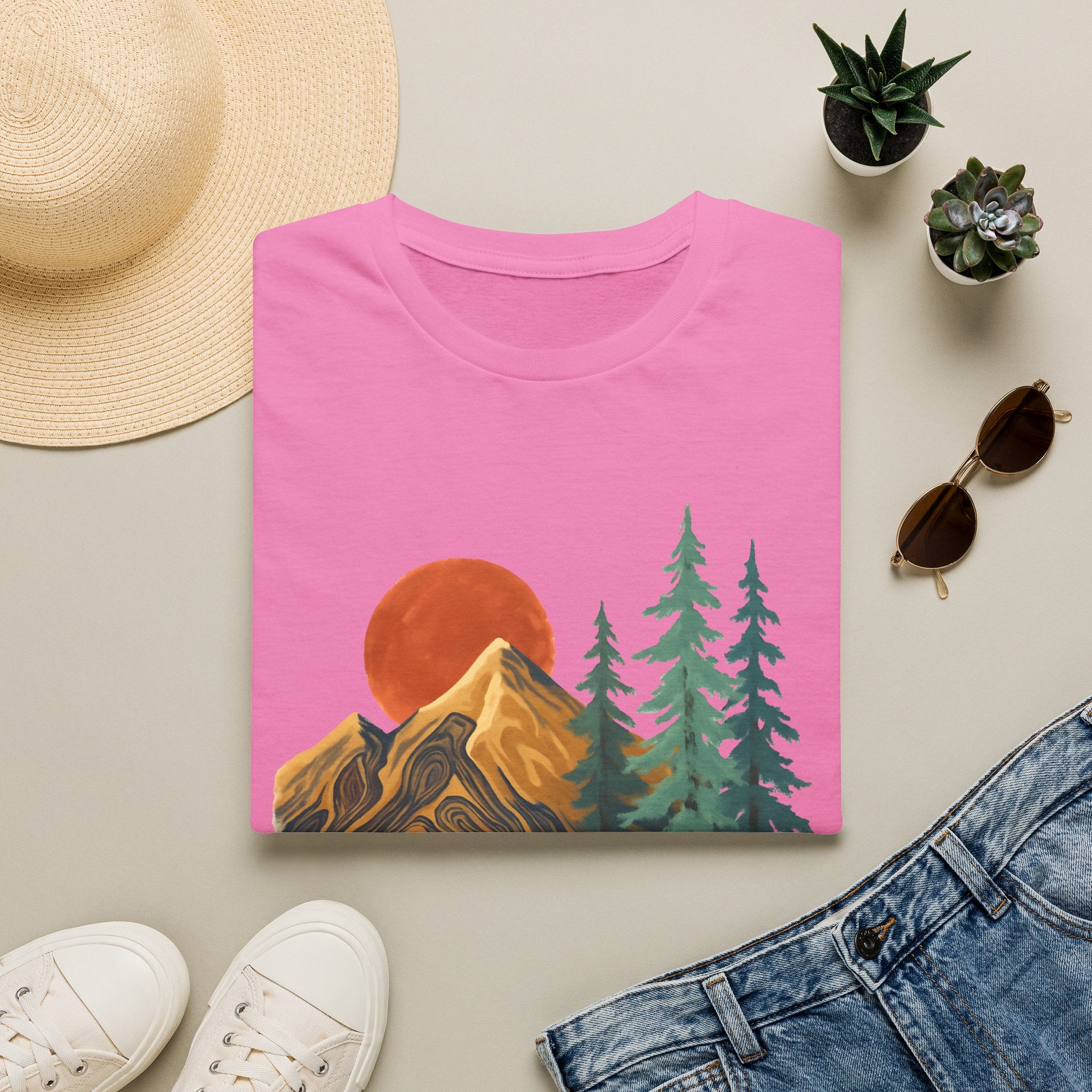 Mountain Sunset T-Shirt — Vintage Pine Forest Graphic