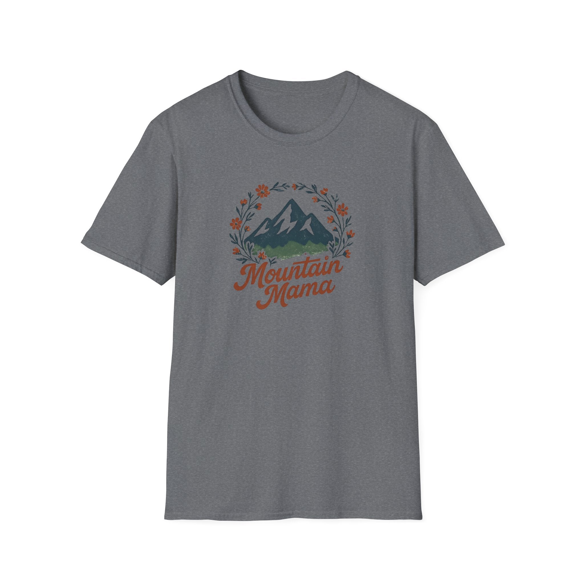 Mountain Mama T-Shirt — Floral Mountain Graphic Tee for Outdoor Moms