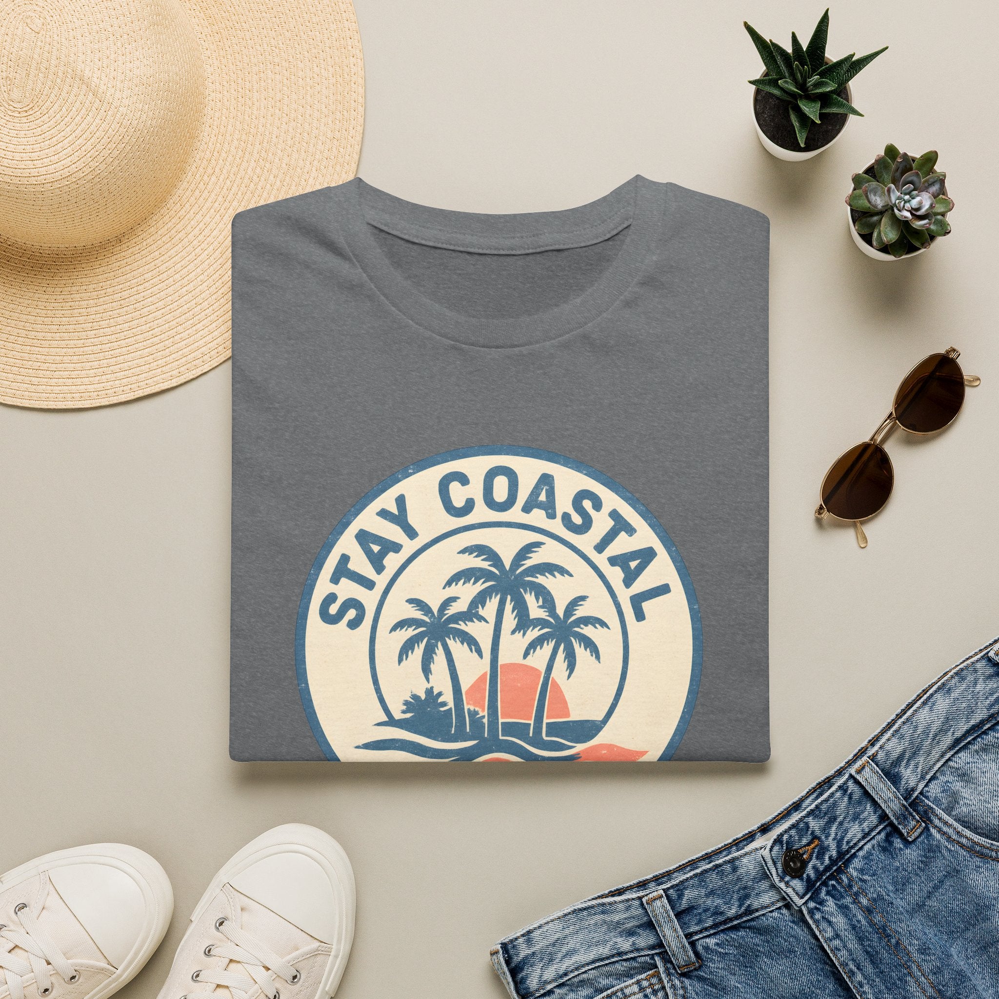 Stay Coastal T-Shirt — Vintage Palm Beach Sunset Tee