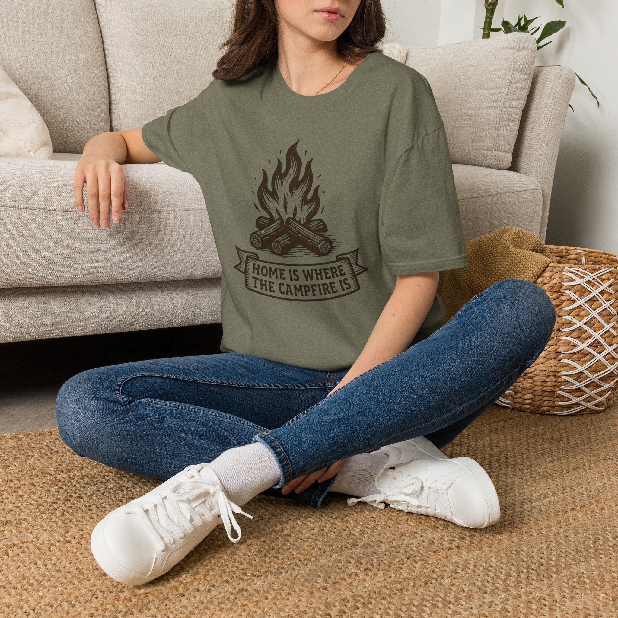 Campfire Graphic T-Shirt — "Home Is Where the Campfire Is" Outdoor Tee
