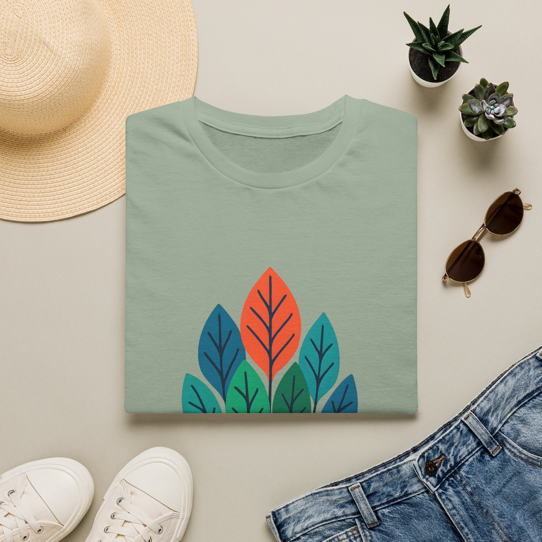 T-Shirt — Minimalist Colorful Leaf Forest Graphic