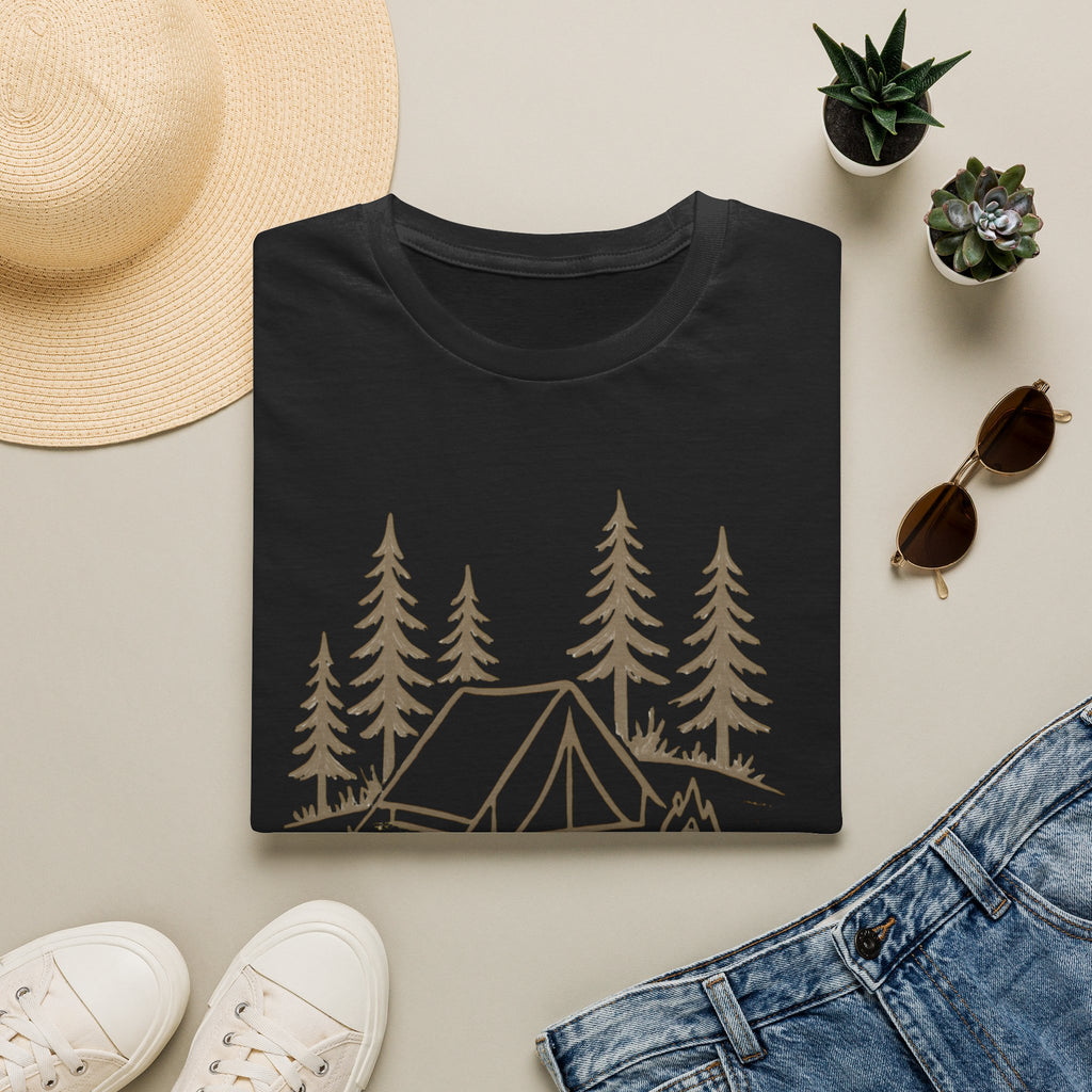 Camping Tent Graphic T-Shirt — Minimal Forest Campsite Tee
