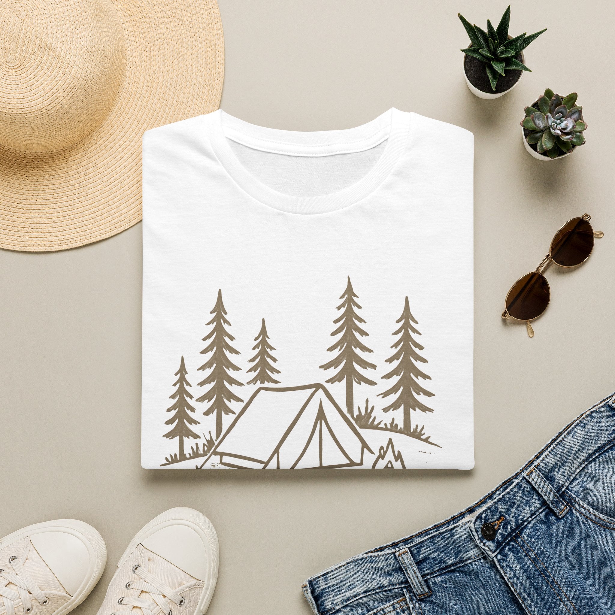 Camping Tent Graphic T-Shirt — Minimal Forest Campsite Tee
