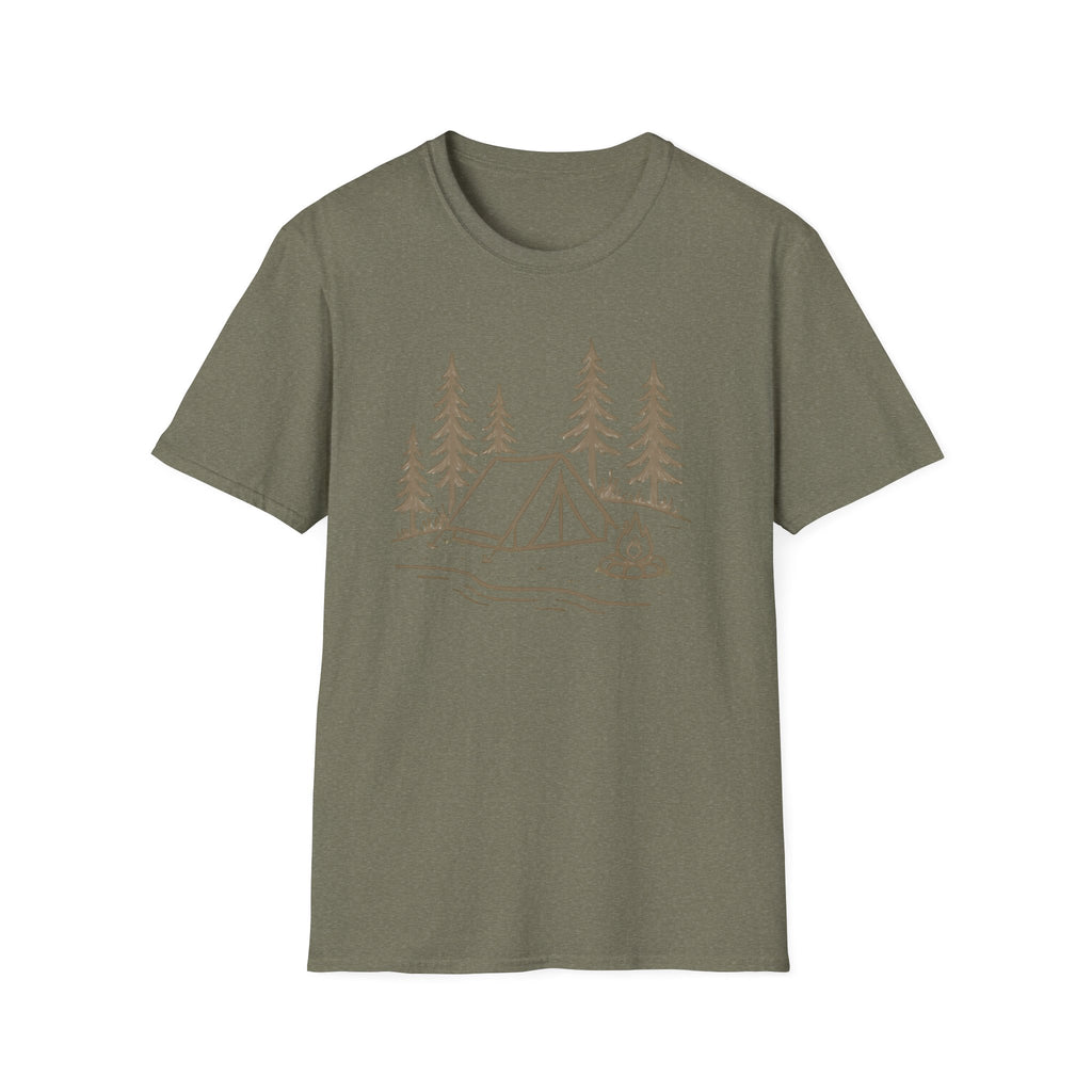 Camping Tent Graphic T-Shirt — Minimal Forest Campsite Tee