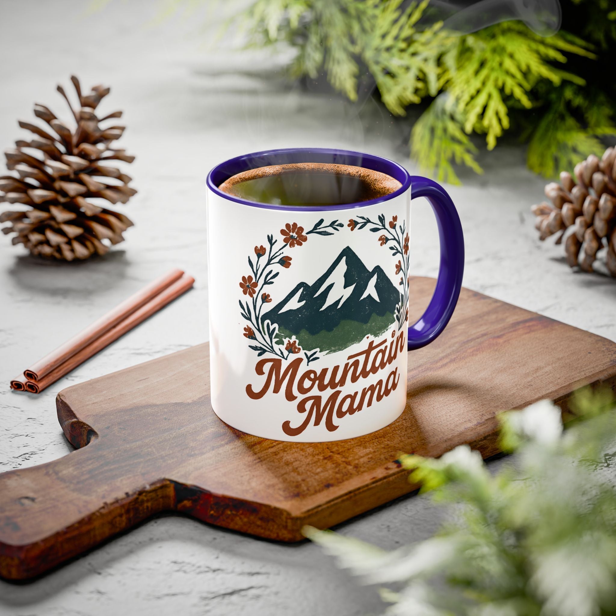 Mountain Mama Coffee Mug — 11oz & 15oz Floral Mountain Ceramic Mug