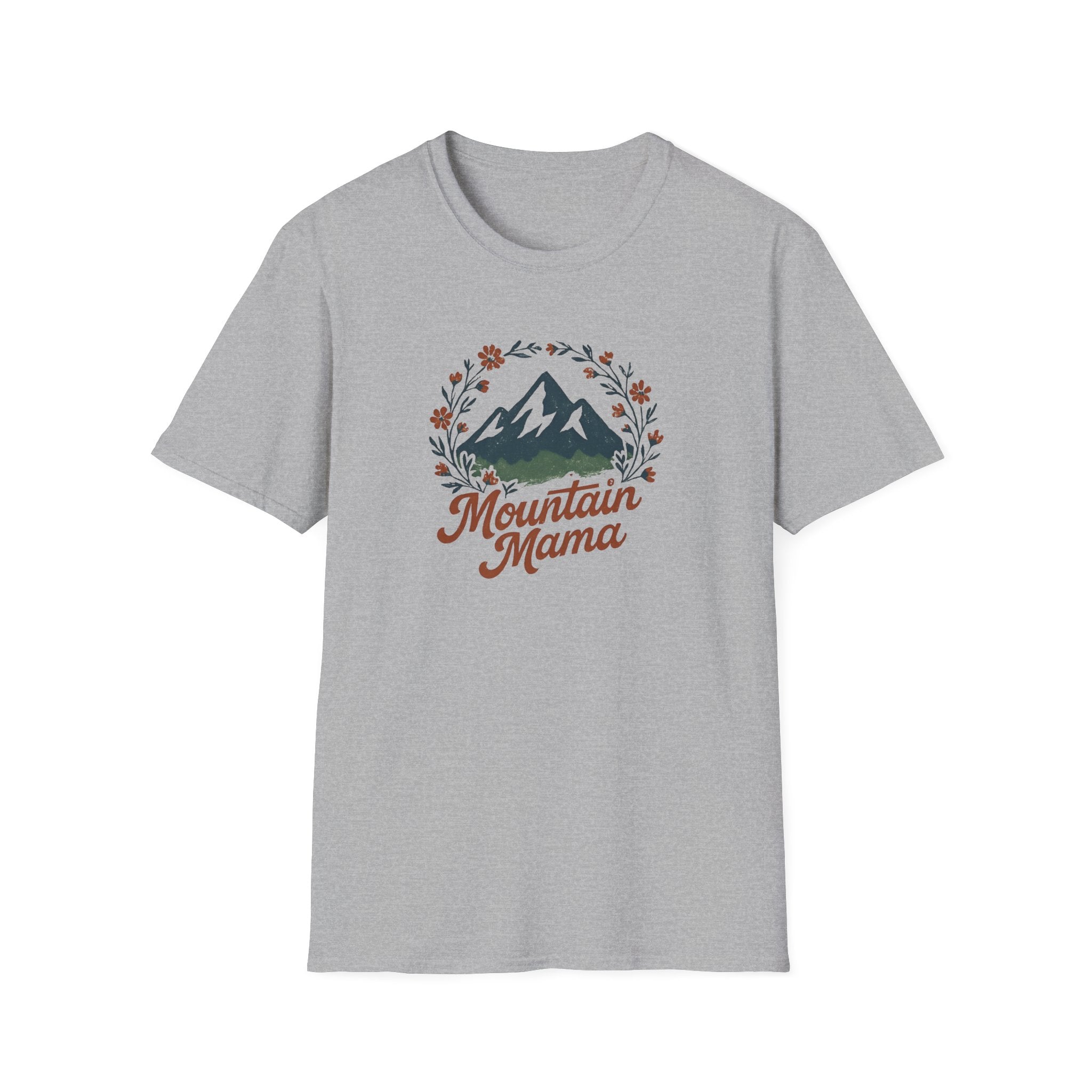 Mountain Mama T-Shirt — Floral Mountain Graphic Tee for Outdoor Moms