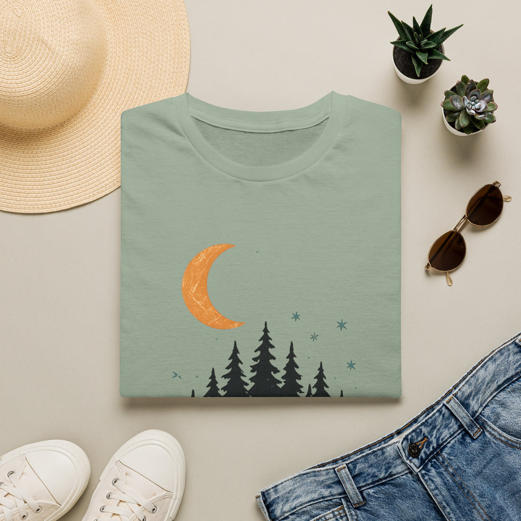 T-Shirt: Retro Camper Night Moon Tee — Forest Van Camping Graphic