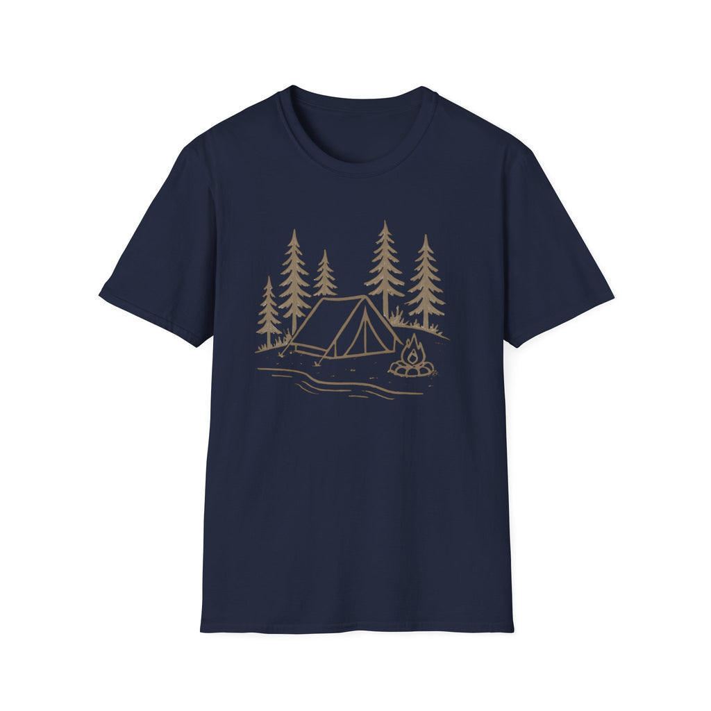 Camping Tent Graphic T-Shirt — Minimal Forest Campsite Tee