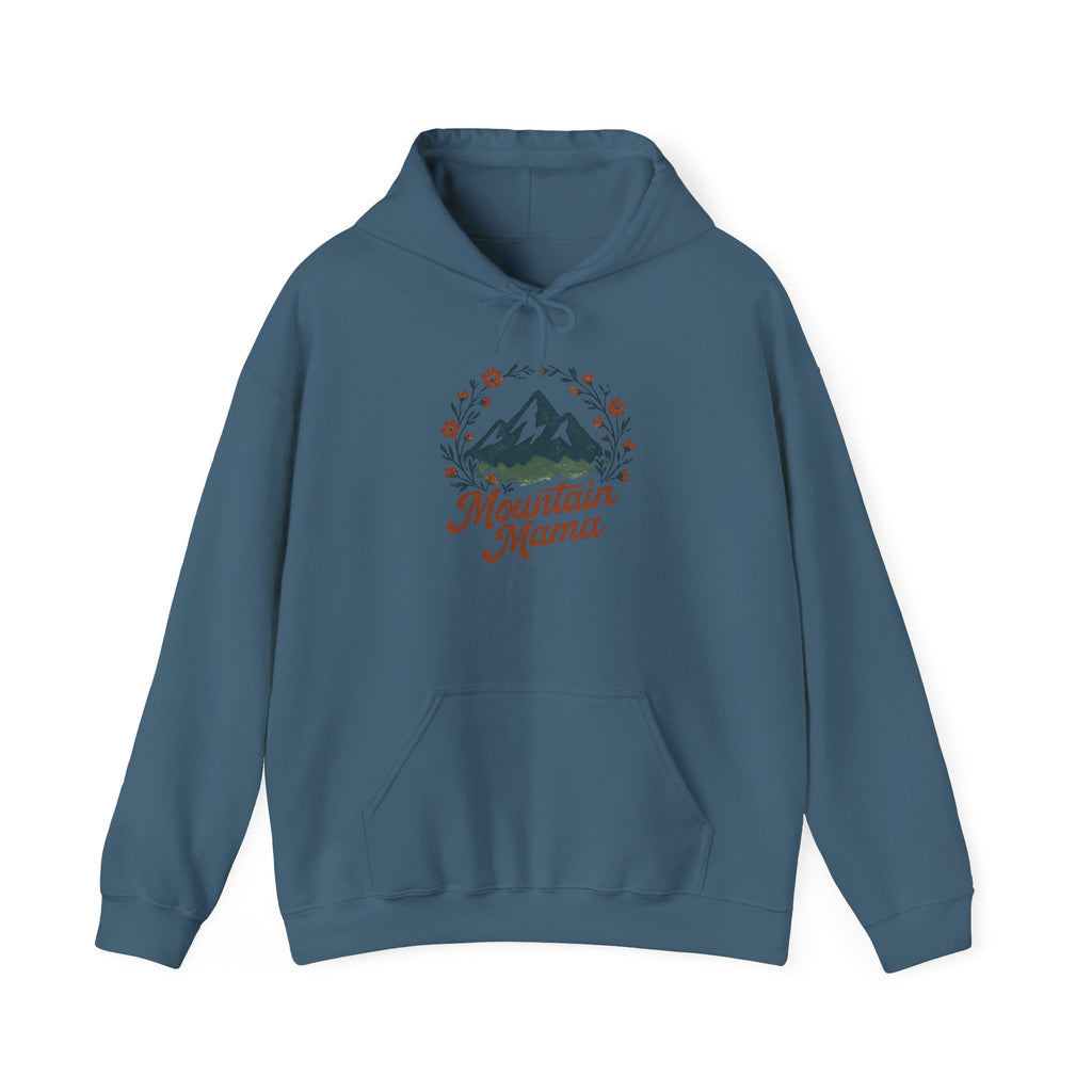 Mountain Mama Hoodie — Floral Mountain Graphic Pullover for Outdoor Moms