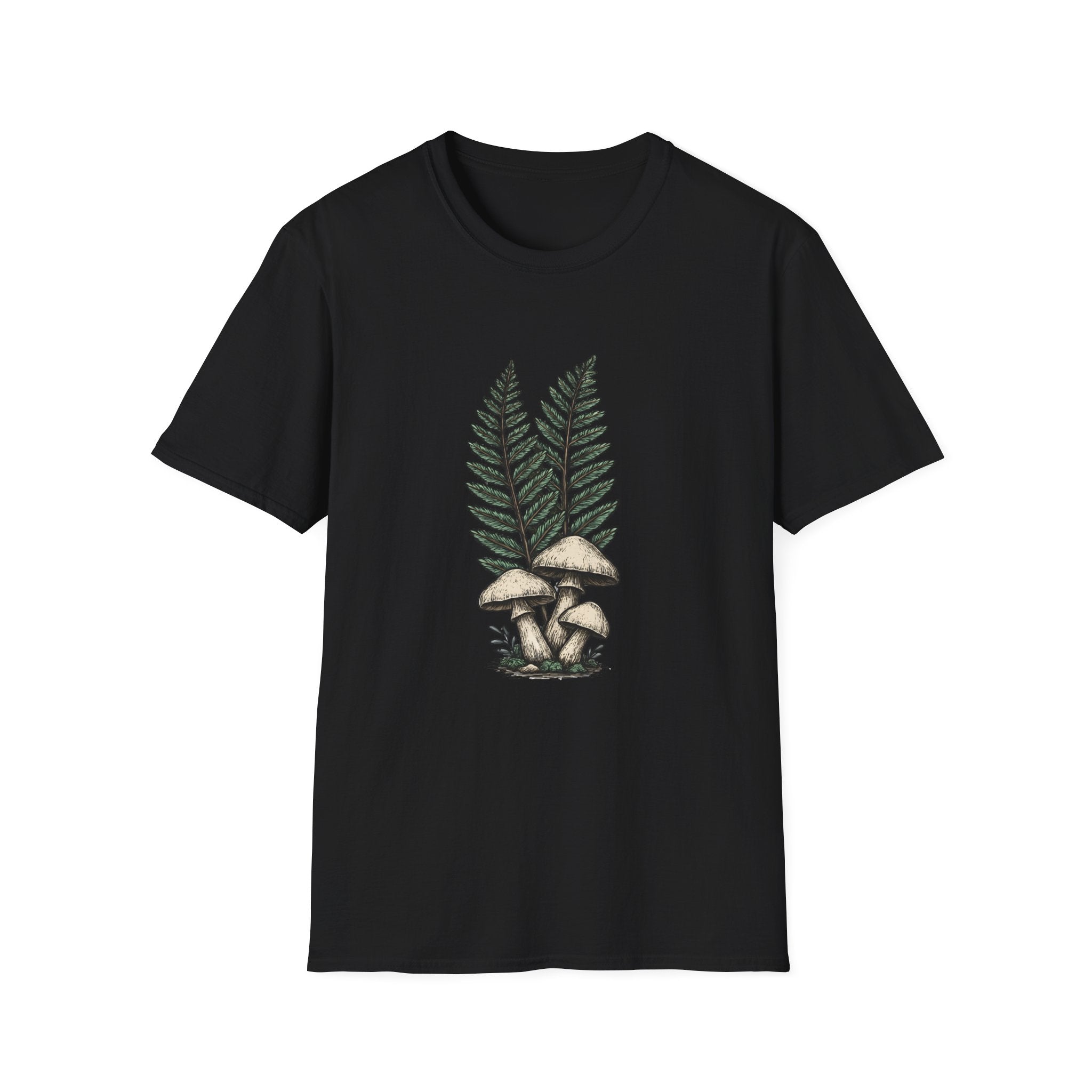 Fern & Mushroom Botanical Tee — Nature-Inspired Graphic T-Shirt