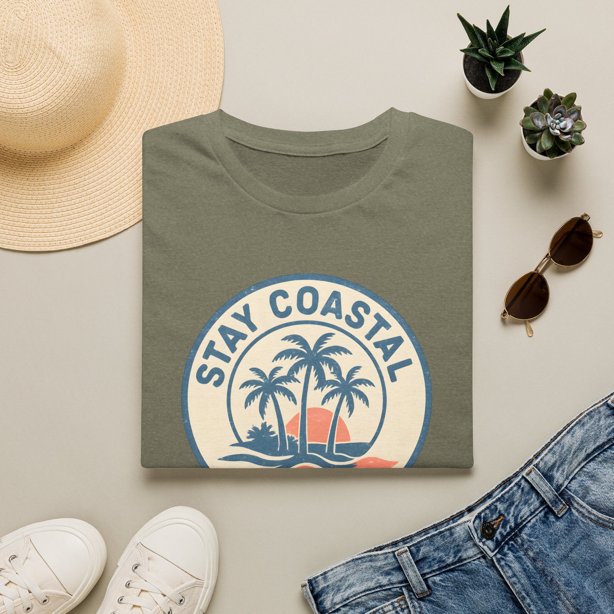Stay Coastal T-Shirt — Vintage Palm Beach Sunset Tee