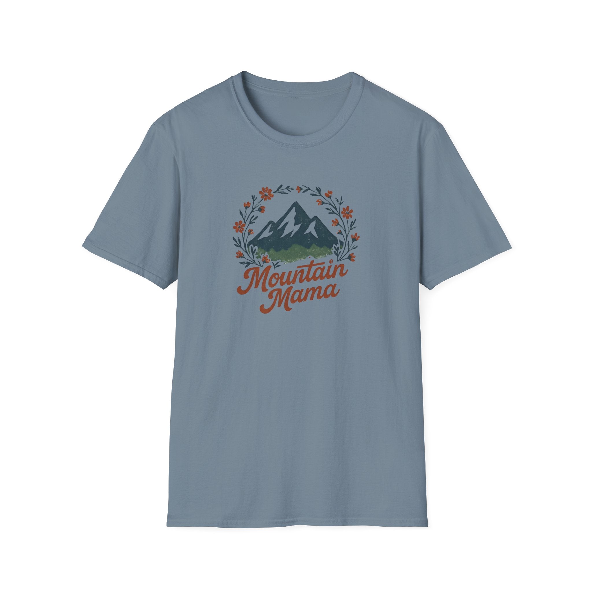 Mountain Mama T-Shirt — Floral Mountain Graphic Tee for Outdoor Moms
