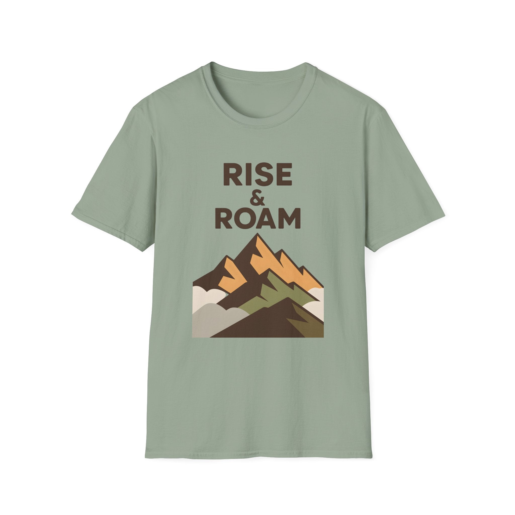 Rise & Roam Mountain T-Shirt — Adventure Graphic Tee for Hikers & Travelers