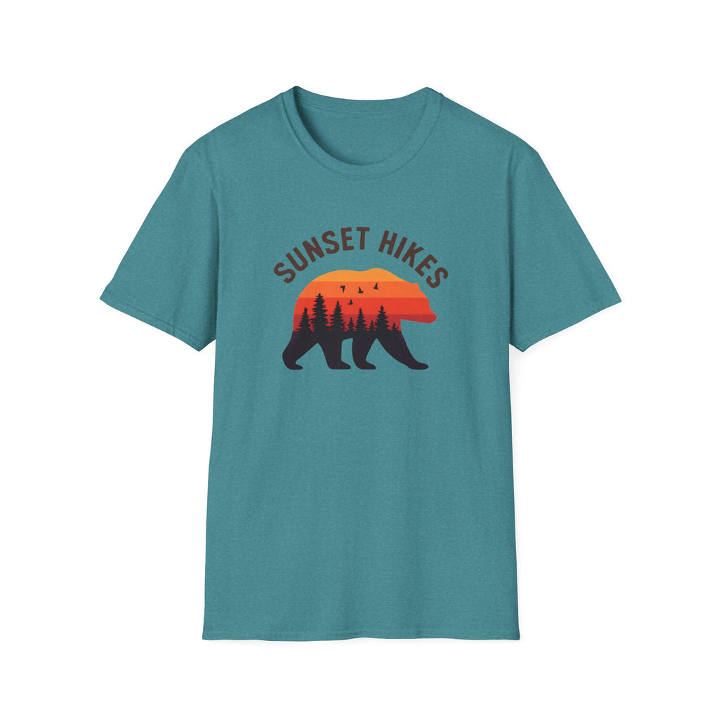 Sunset Hikes T-Shirt — Bear Silhouette Mountain Sunset Tee
