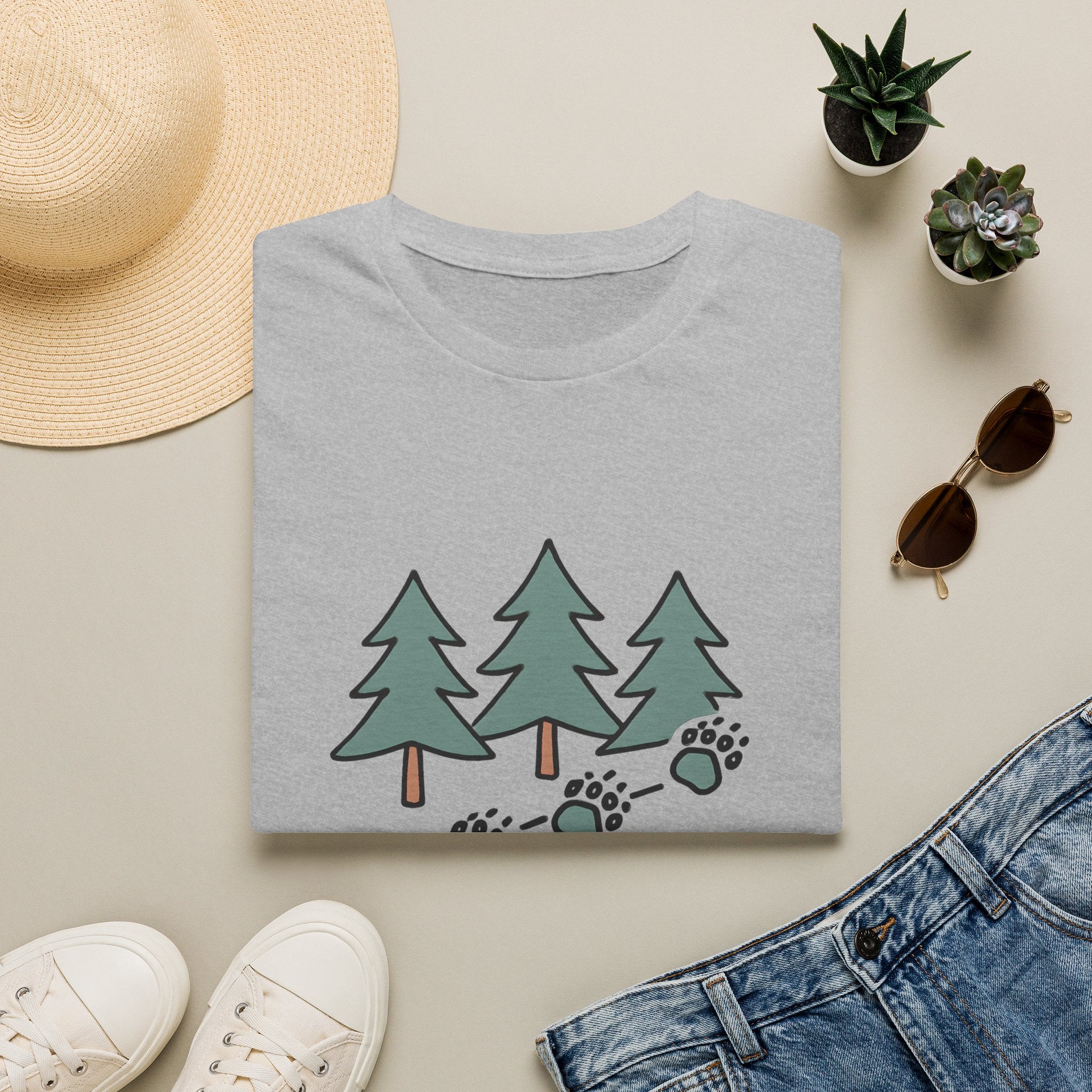 Into the Wild T-Shirt — Pine Trees & Paw Prints Outdoors Tee