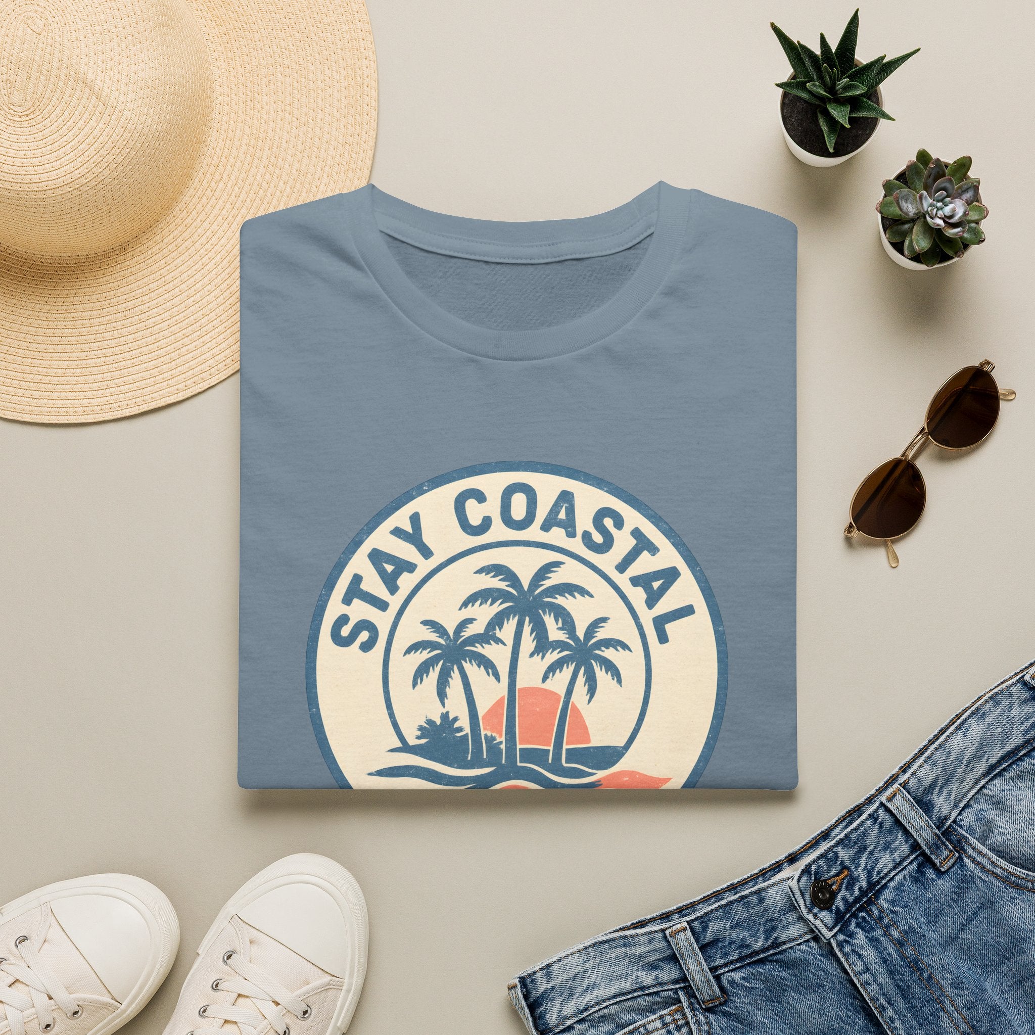 Stay Coastal T-Shirt — Vintage Palm Beach Sunset Tee