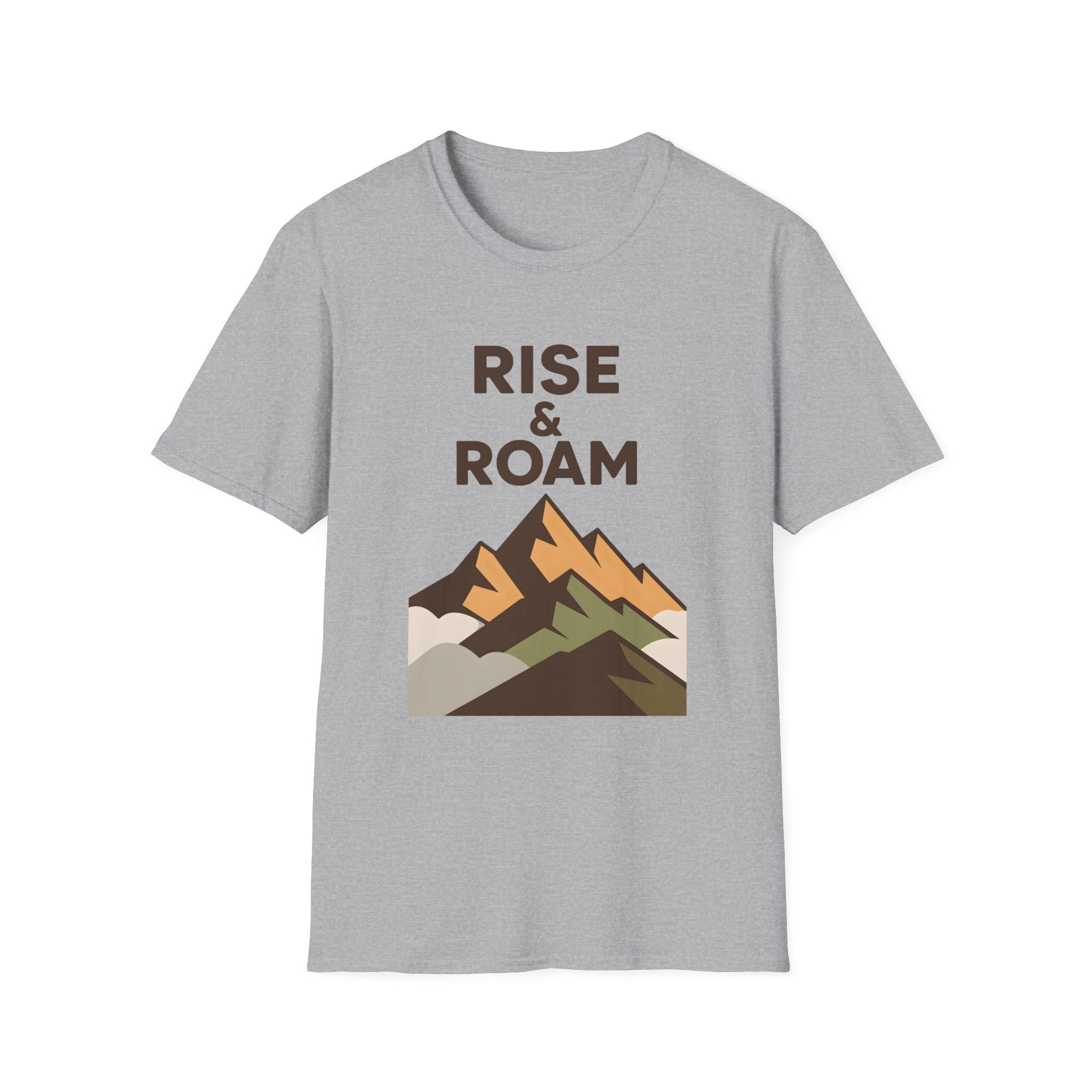 Rise & Roam Mountain T-Shirt — Adventure Graphic Tee for Hikers & Travelers