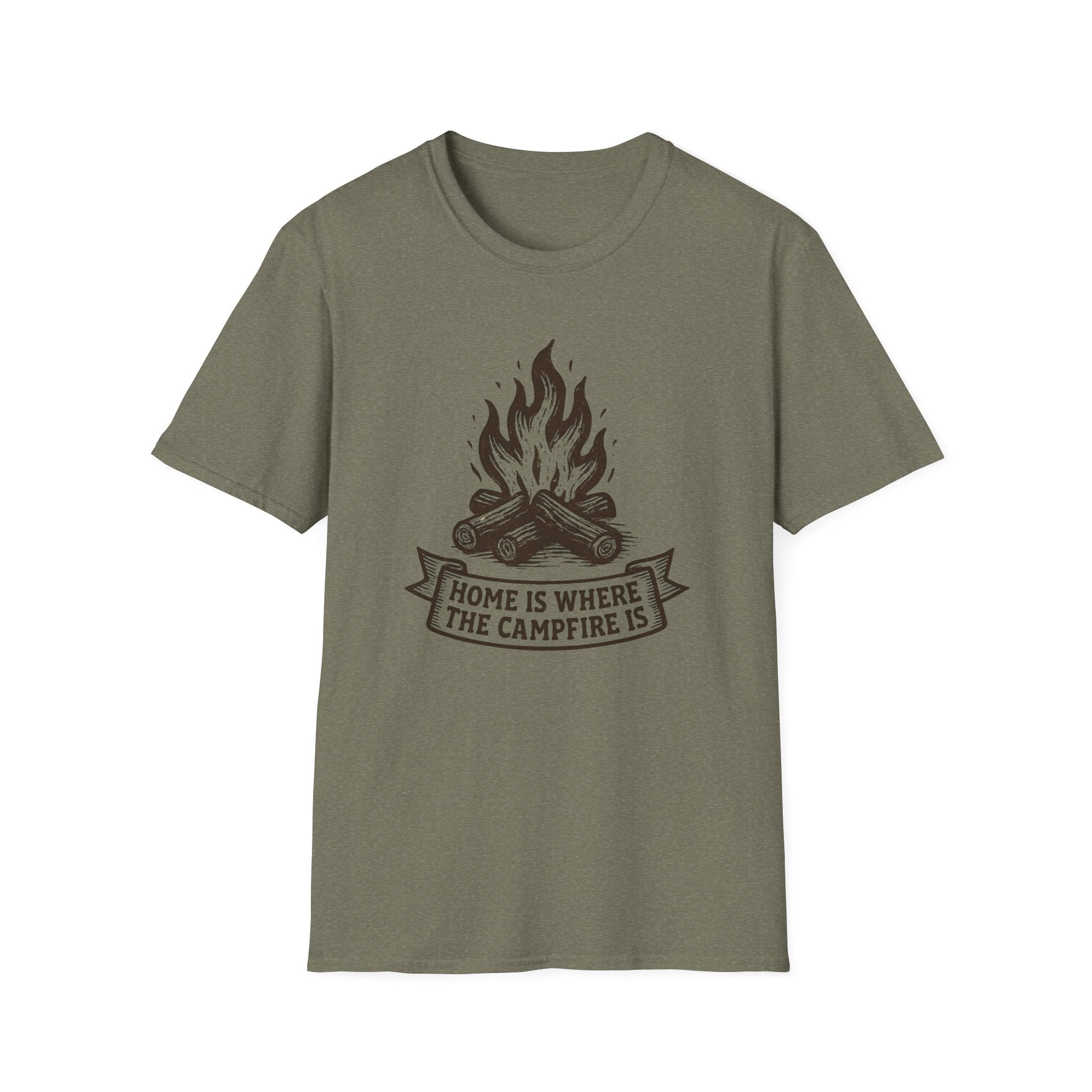 Campfire Graphic T-Shirt — "Home Is Where the Campfire Is" Outdoor Tee