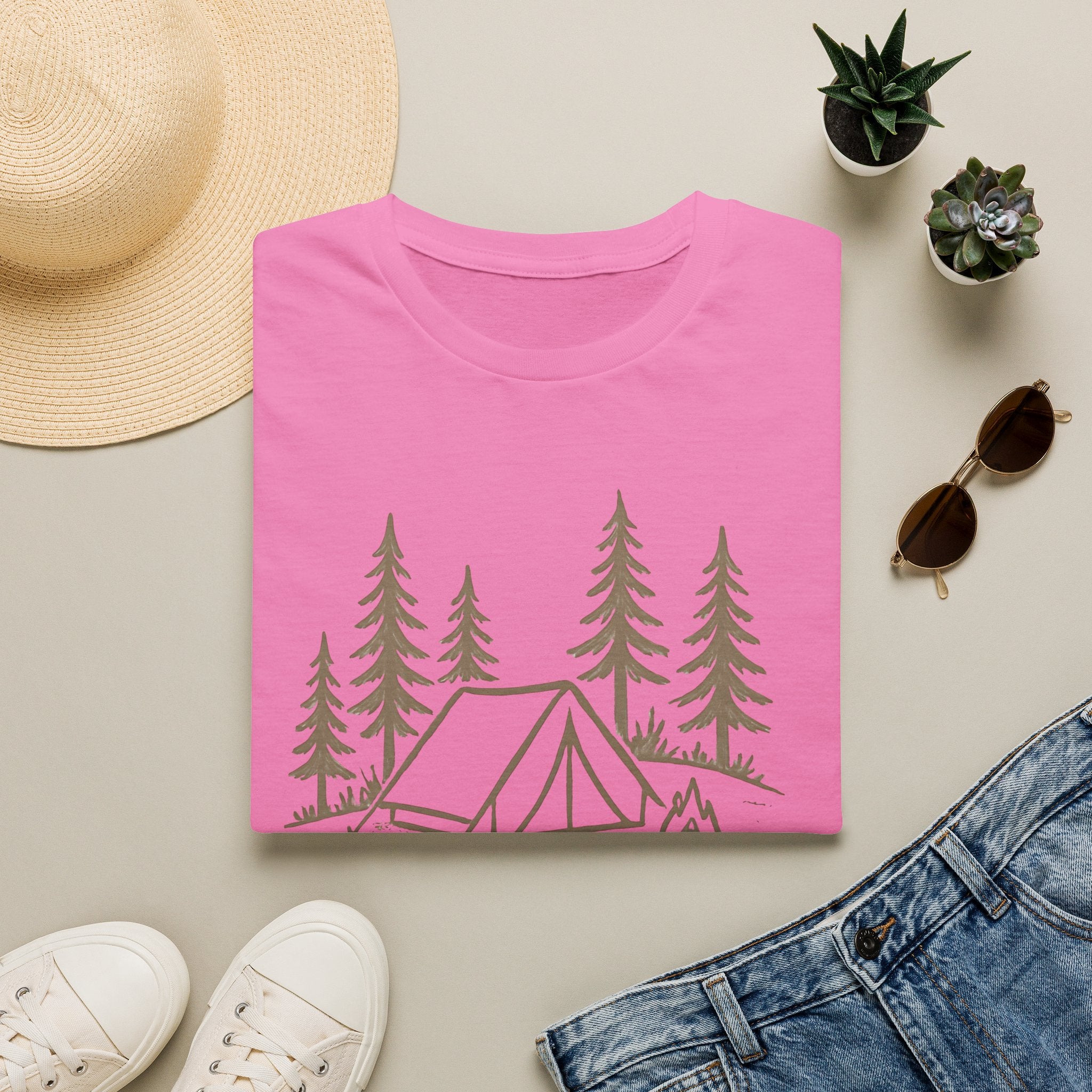 Camping Tent Graphic T-Shirt — Minimal Forest Campsite Tee