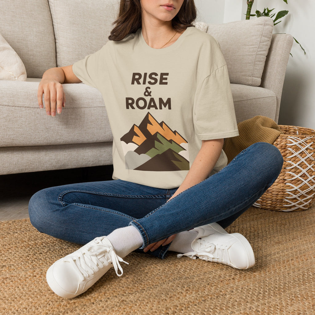 Rise & Roam Mountain T-Shirt — Adventure Graphic Tee for Hikers & Travelers