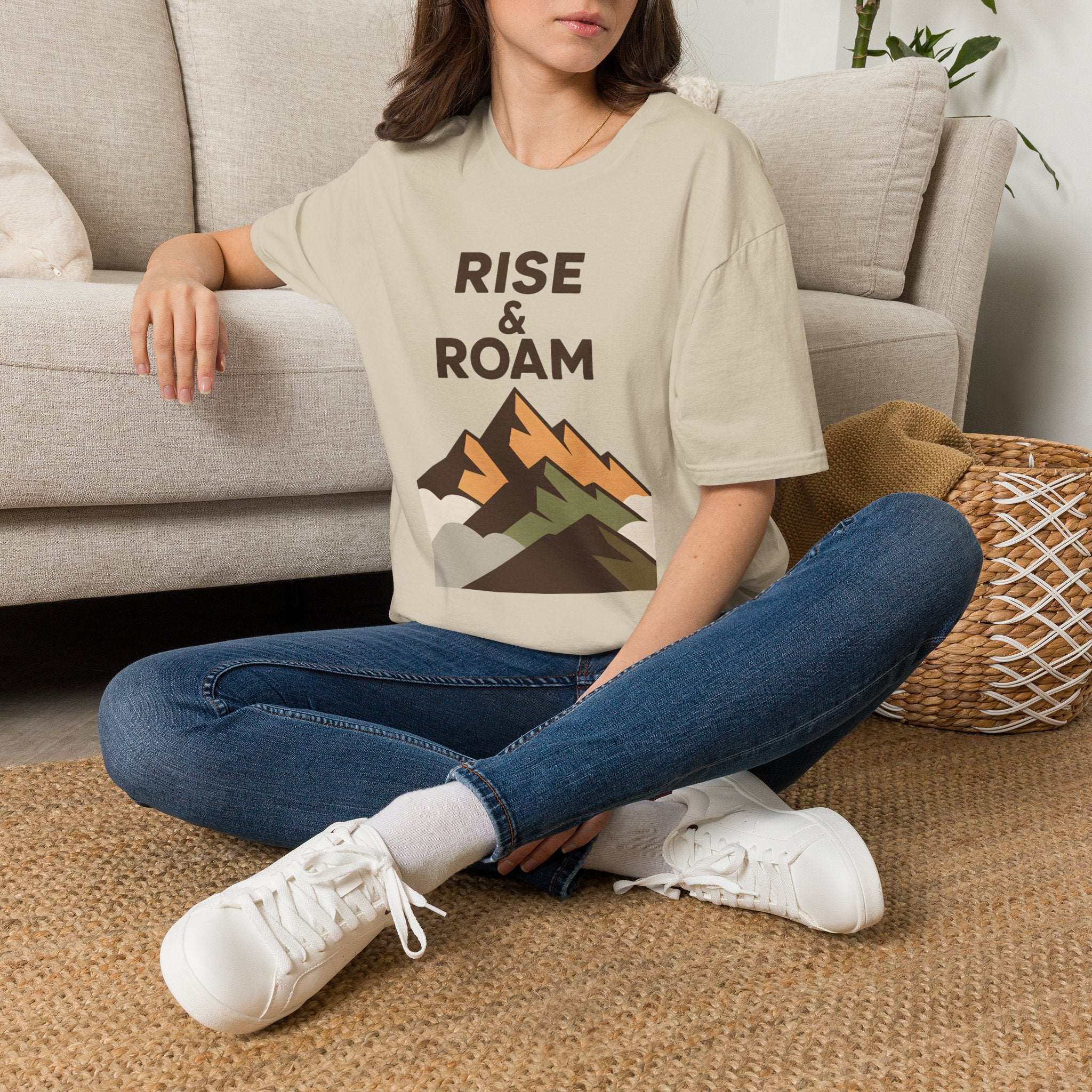 Rise & Roam Mountain T-Shirt — Adventure Graphic Tee for Hikers & Travelers
