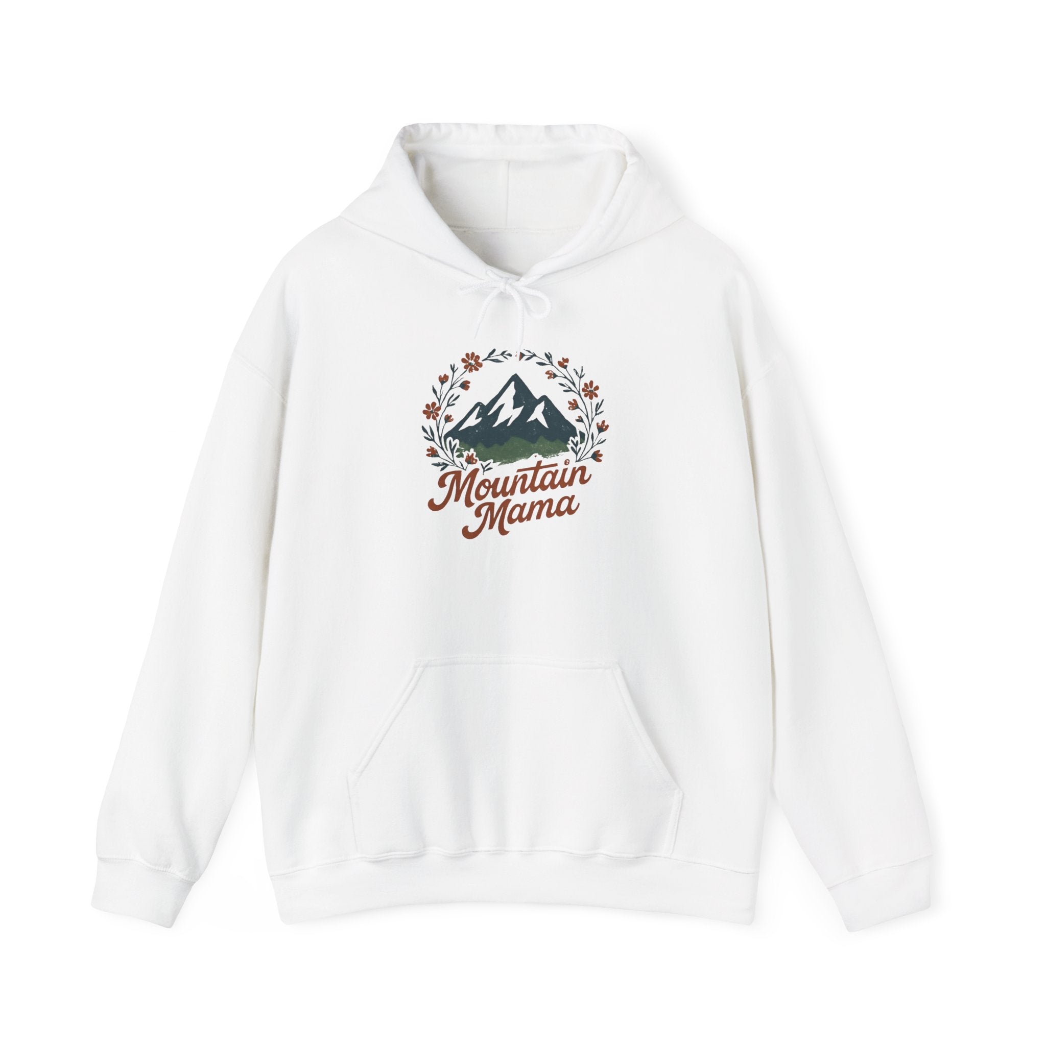 Mountain Mama Hoodie — Floral Mountain Graphic Pullover for Outdoor Moms