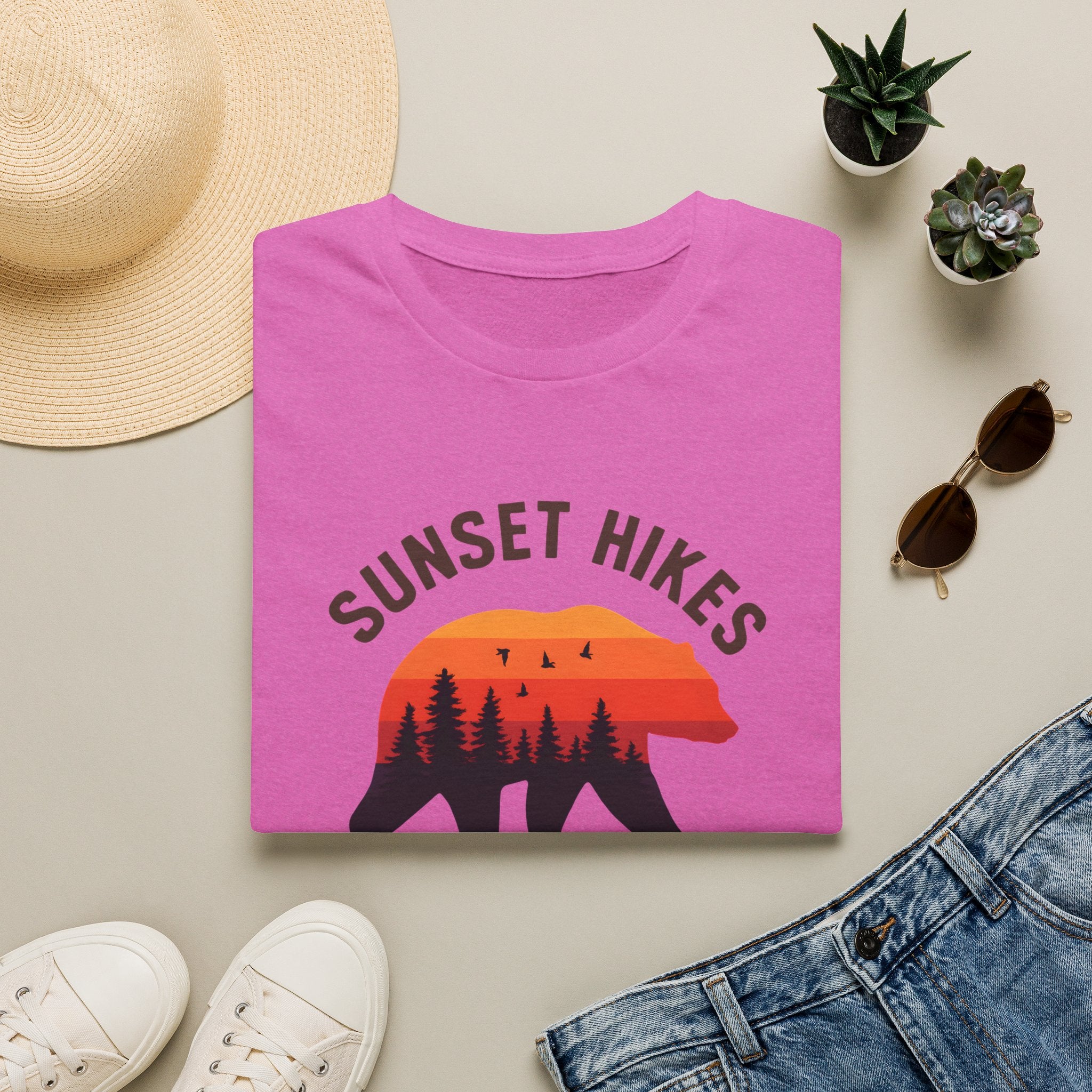 Sunset Hikes T-Shirt — Bear Silhouette Mountain Sunset Tee