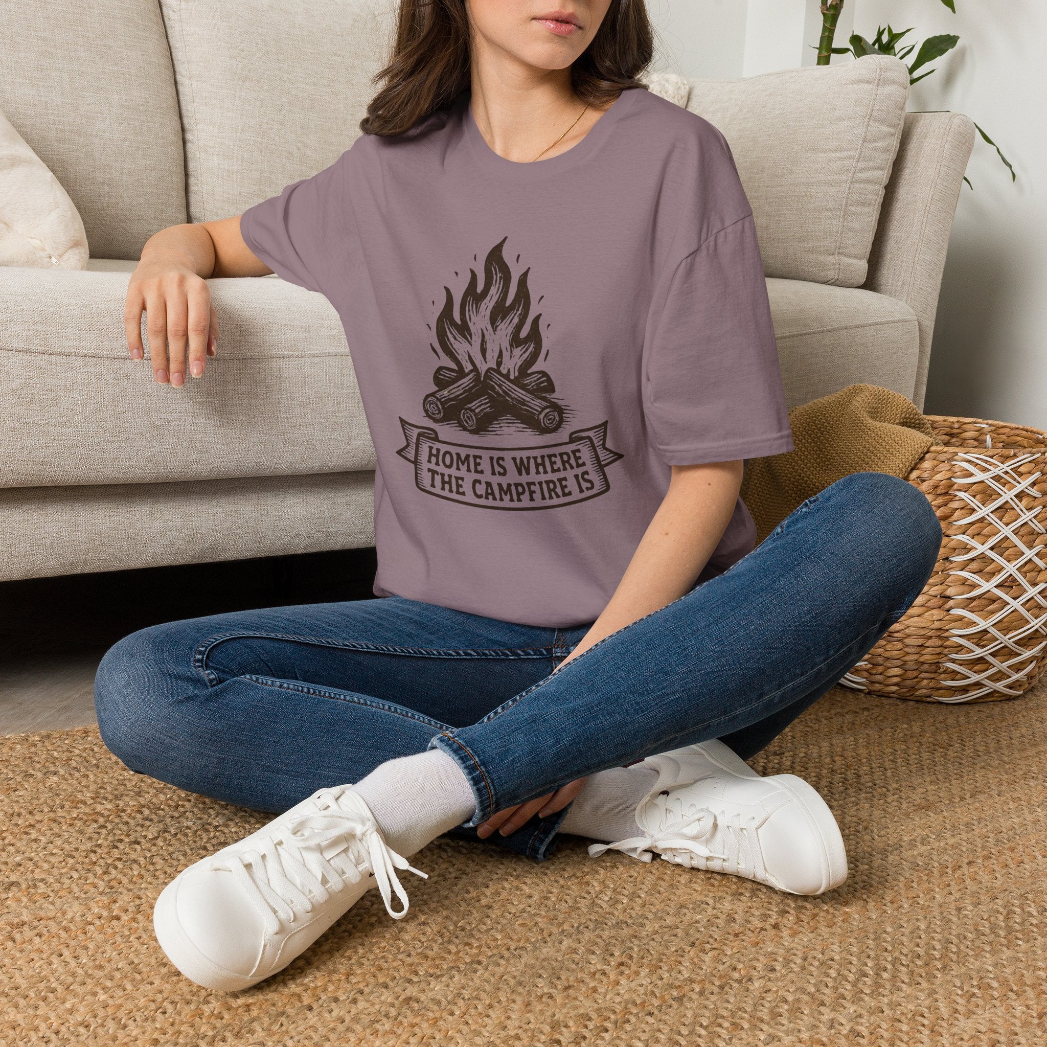 Campfire Graphic T-Shirt — "Home Is Where the Campfire Is" Outdoor Tee