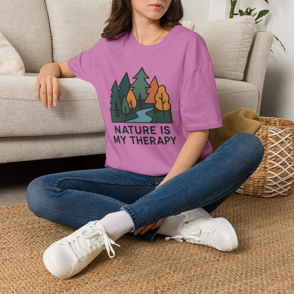 Nature Is My Therapy T-Shirt — Scenic Forest River Graphic Tee