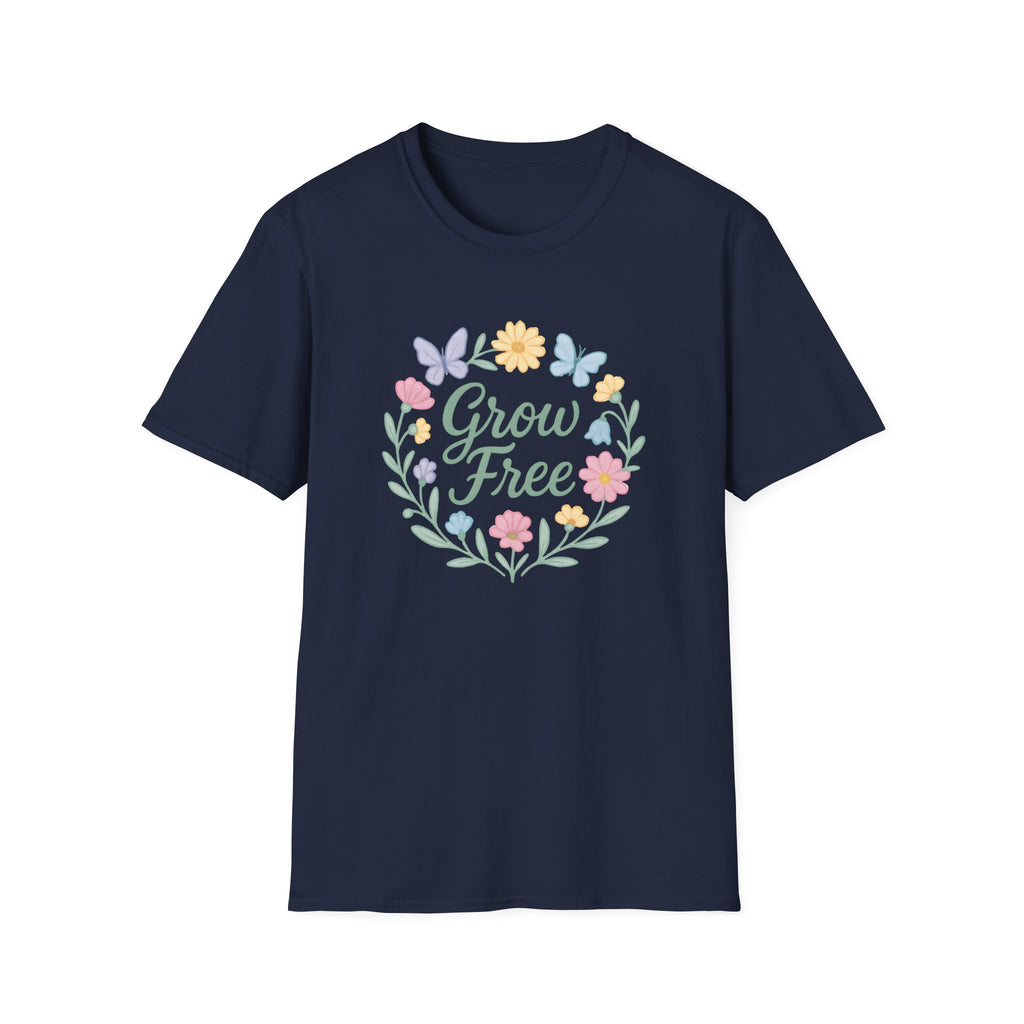 Grow Free Floral T-Shirt — Pastel Garden Butterfly Tee