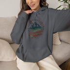 Mountain Mama Hoodie — Floral Mountain Graphic Pullover for Outdoor Moms