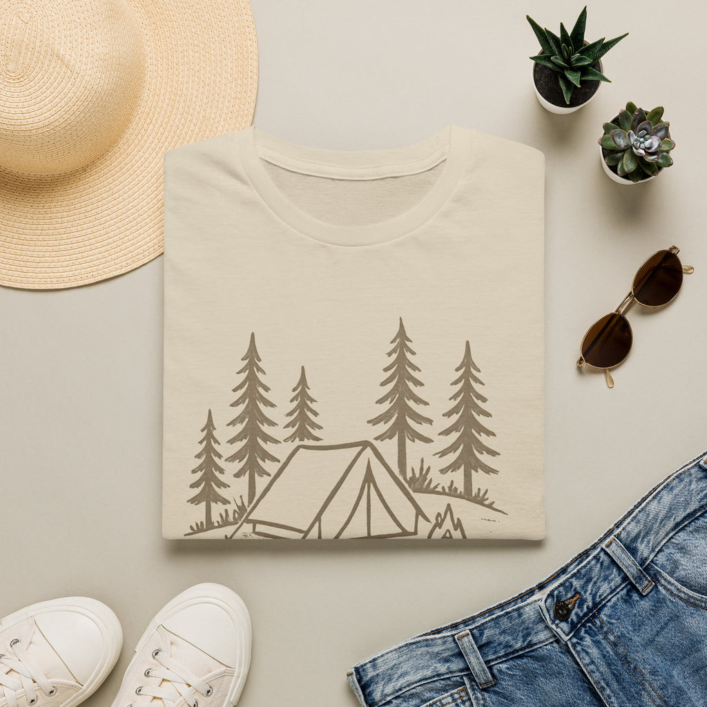 Camping Tent Graphic T-Shirt — Minimal Forest Campsite Tee