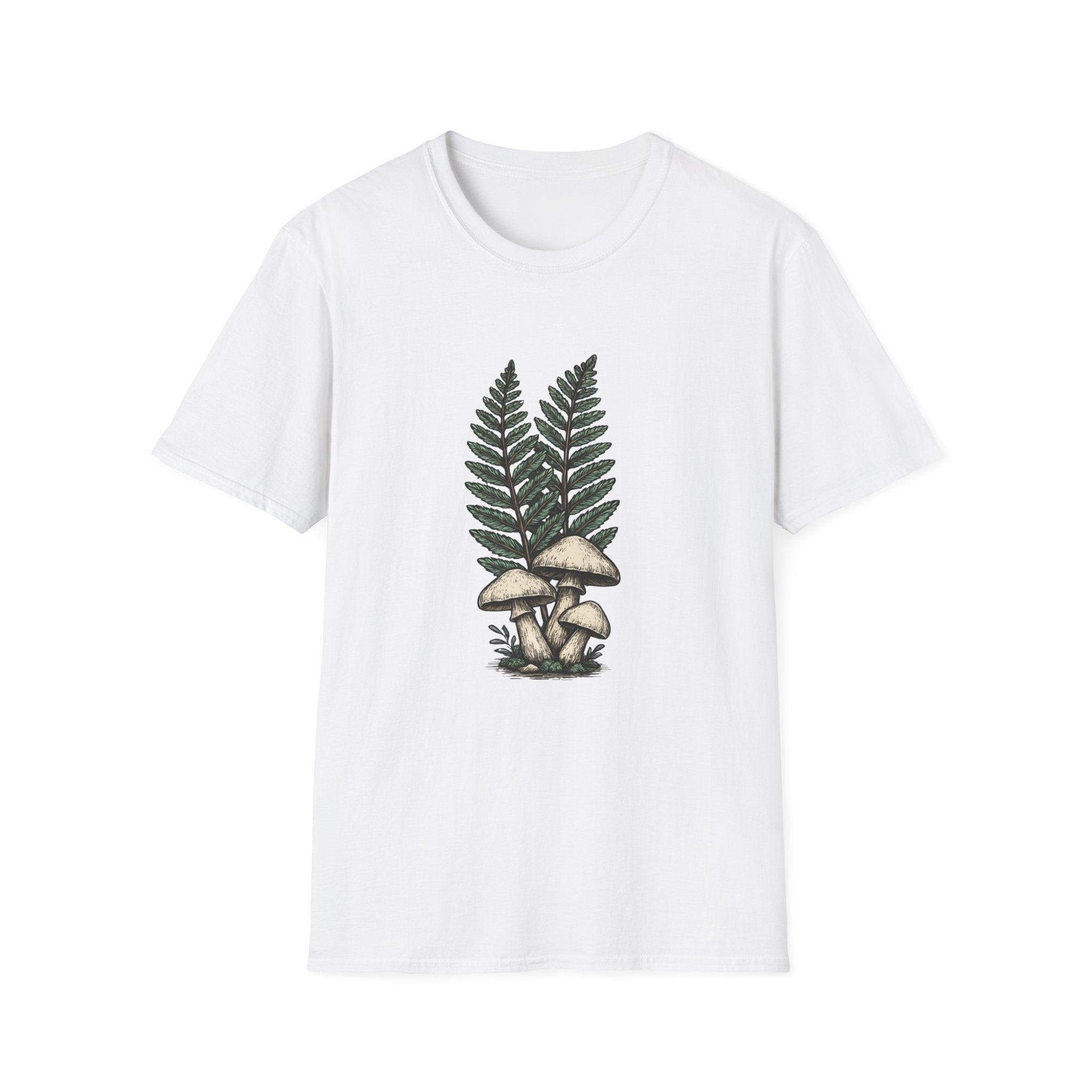 Fern & Mushroom Botanical Tee — Nature-Inspired Graphic T-Shirt