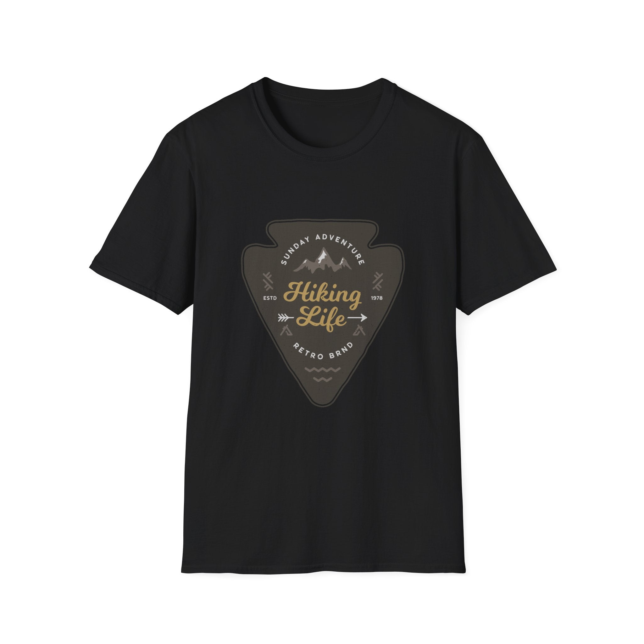 Hiking Life Graphic T-Shirt — Sunday Adventure Mountain Badge Tee