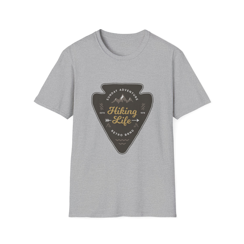 Hiking Life Graphic T-Shirt — Sunday Adventure Mountain Badge Tee