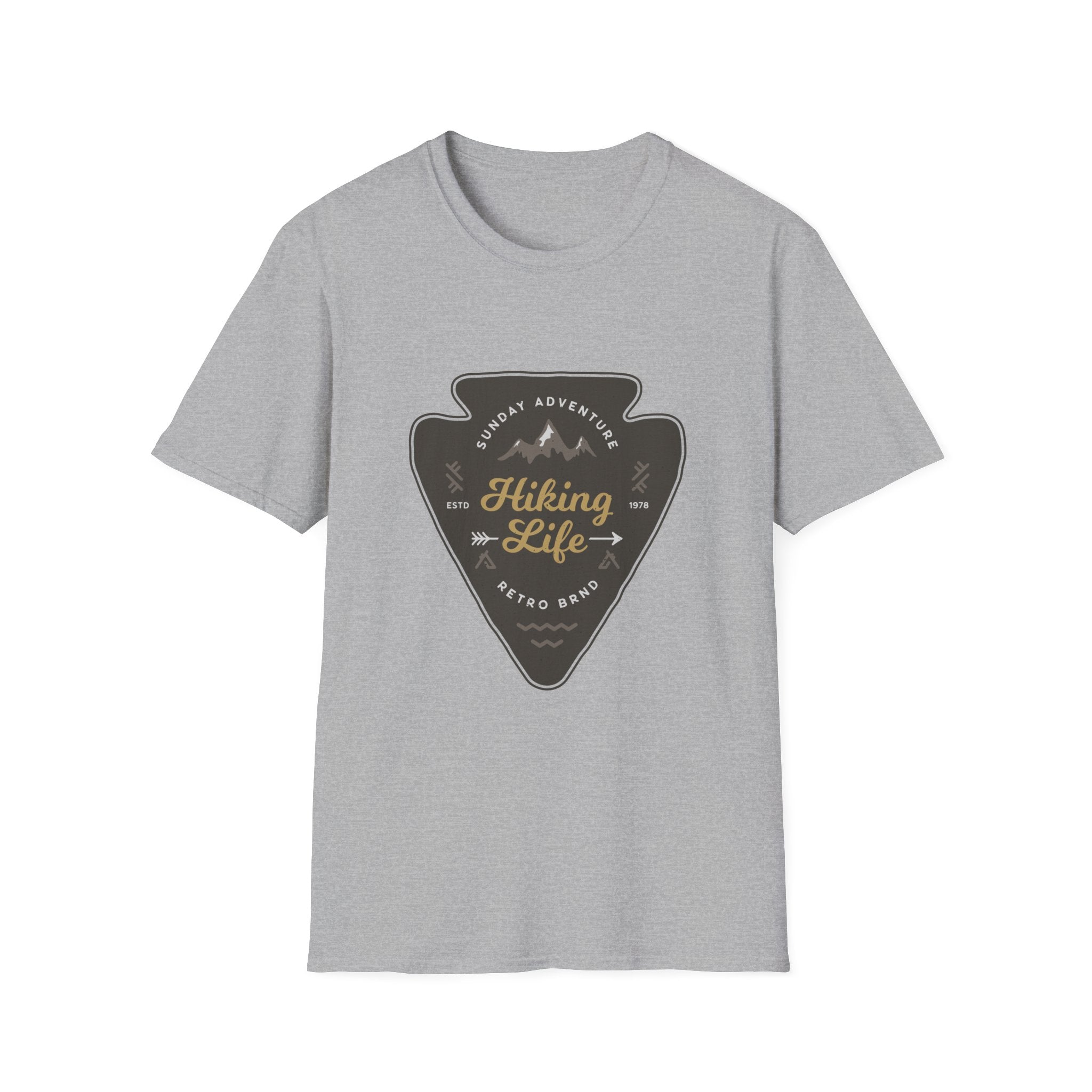 Hiking Life Graphic T-Shirt — Sunday Adventure Mountain Badge Tee