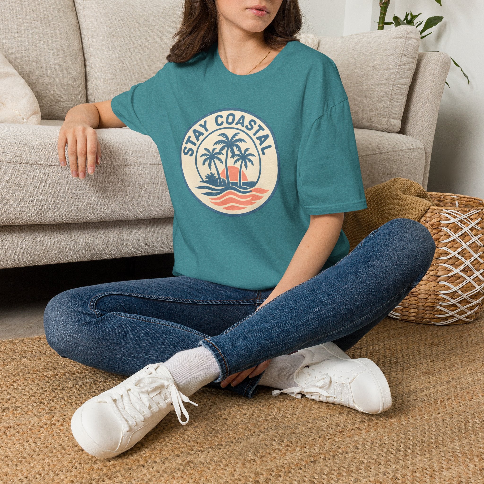 Stay Coastal T-Shirt — Vintage Palm Beach Sunset Tee