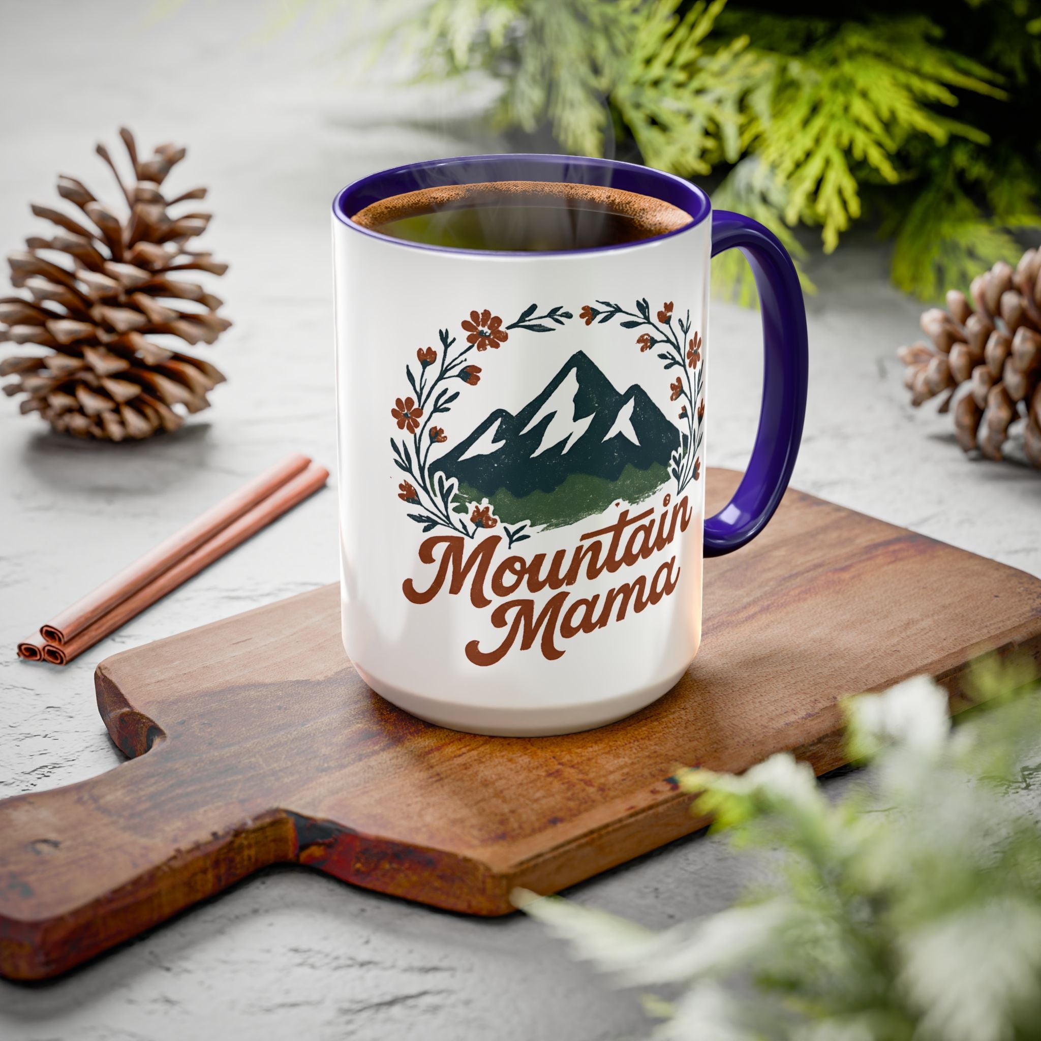 Mountain Mama Coffee Mug — 11oz & 15oz Floral Mountain Ceramic Mug