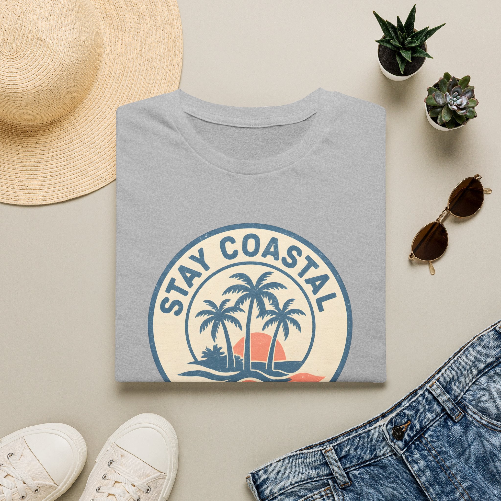 Stay Coastal T-Shirt — Vintage Palm Beach Sunset Tee