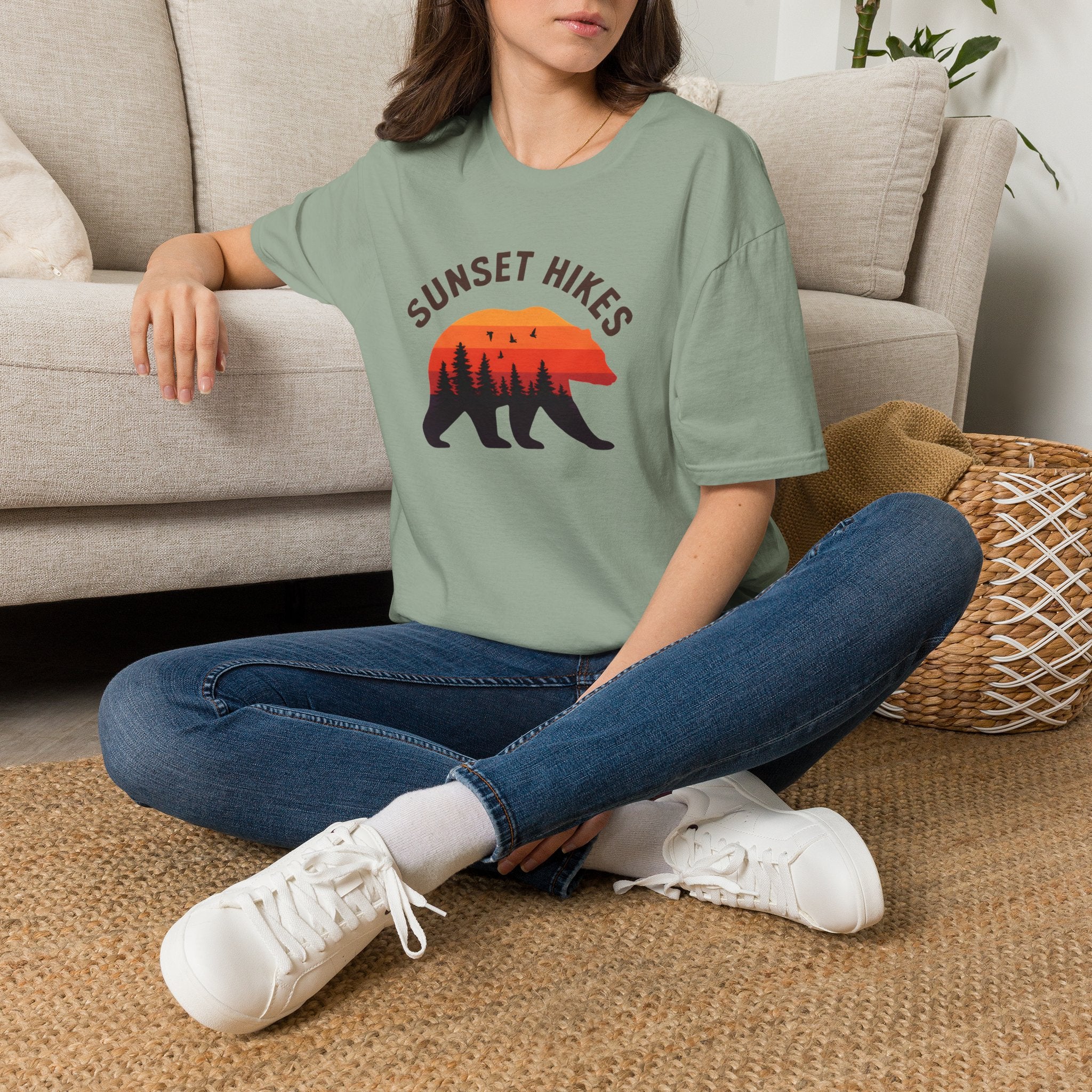 Sunset Hikes T-Shirt — Bear Silhouette Mountain Sunset Tee