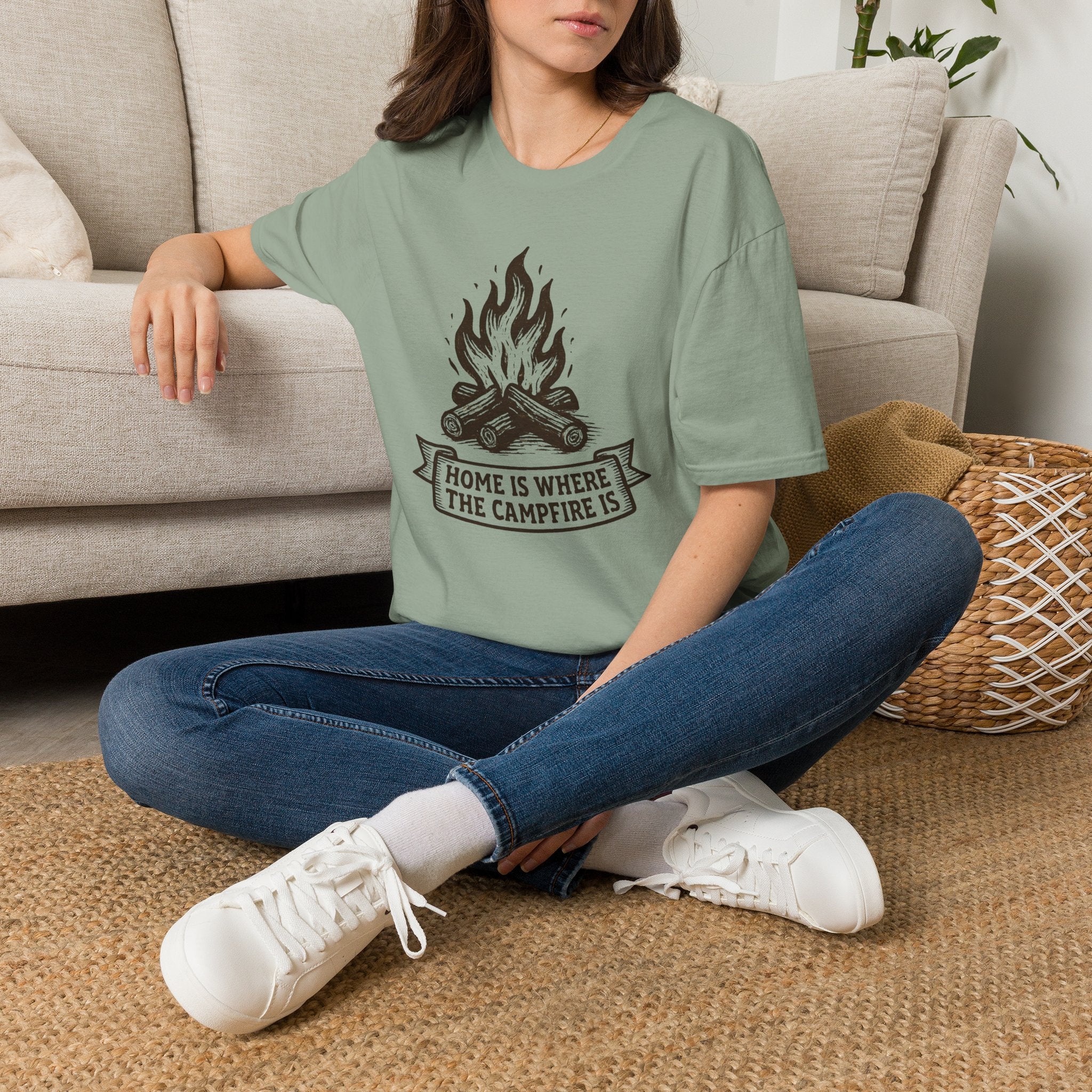 Campfire Graphic T-Shirt — "Home Is Where the Campfire Is" Outdoor Tee