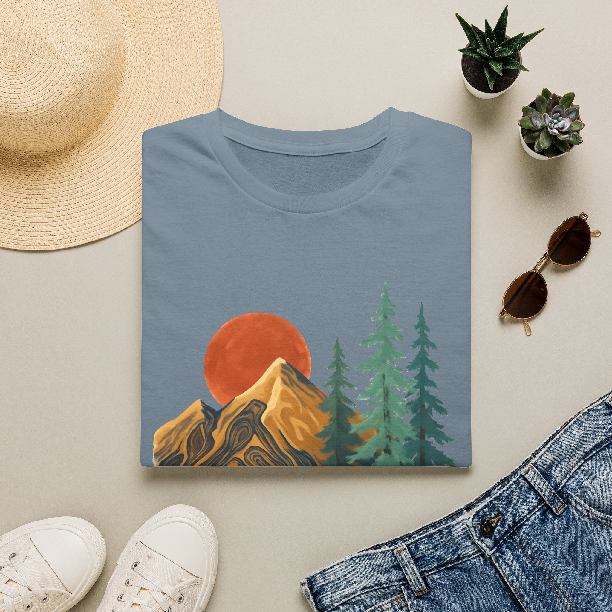 Mountain Sunset T-Shirt — Vintage Pine Forest Graphic