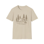 Camping Tent Graphic T-Shirt — Minimal Forest Campsite Tee
