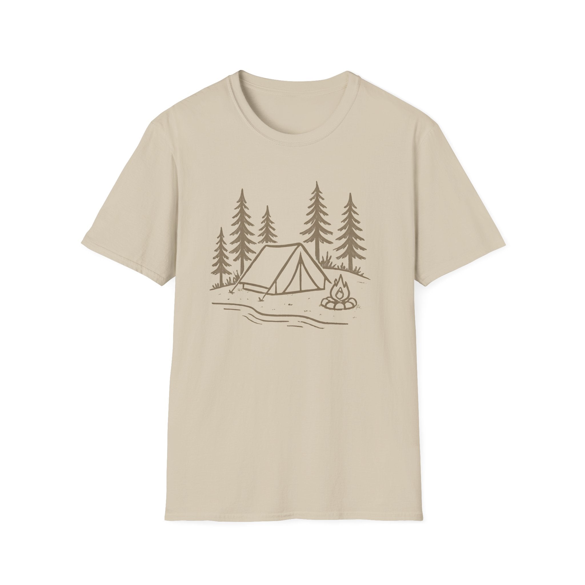 Camping Tent Graphic T-Shirt — Minimal Forest Campsite Tee