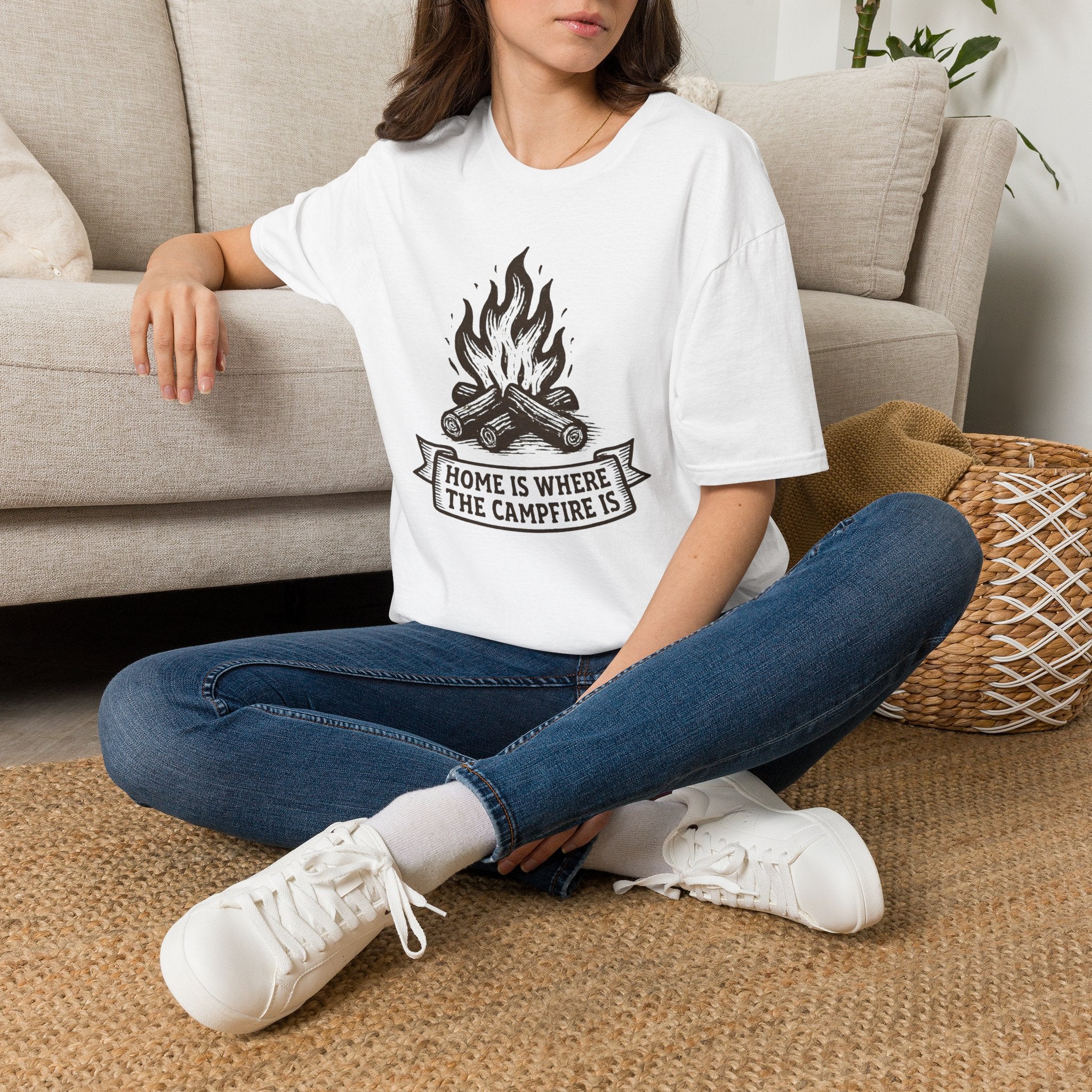 Campfire Graphic T-Shirt — "Home Is Where the Campfire Is" Outdoor Tee