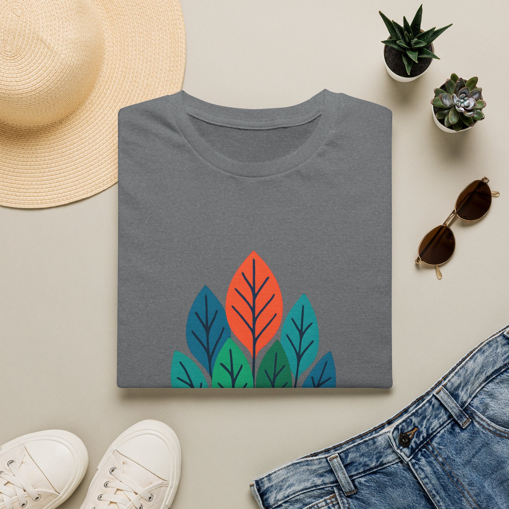 T-Shirt — Minimalist Colorful Leaf Forest Graphic