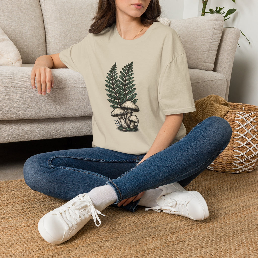 Fern & Mushroom Botanical Tee — Nature-Inspired Graphic T-Shirt