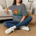Mountain Sunset T-Shirt — Vintage Pine Forest Graphic