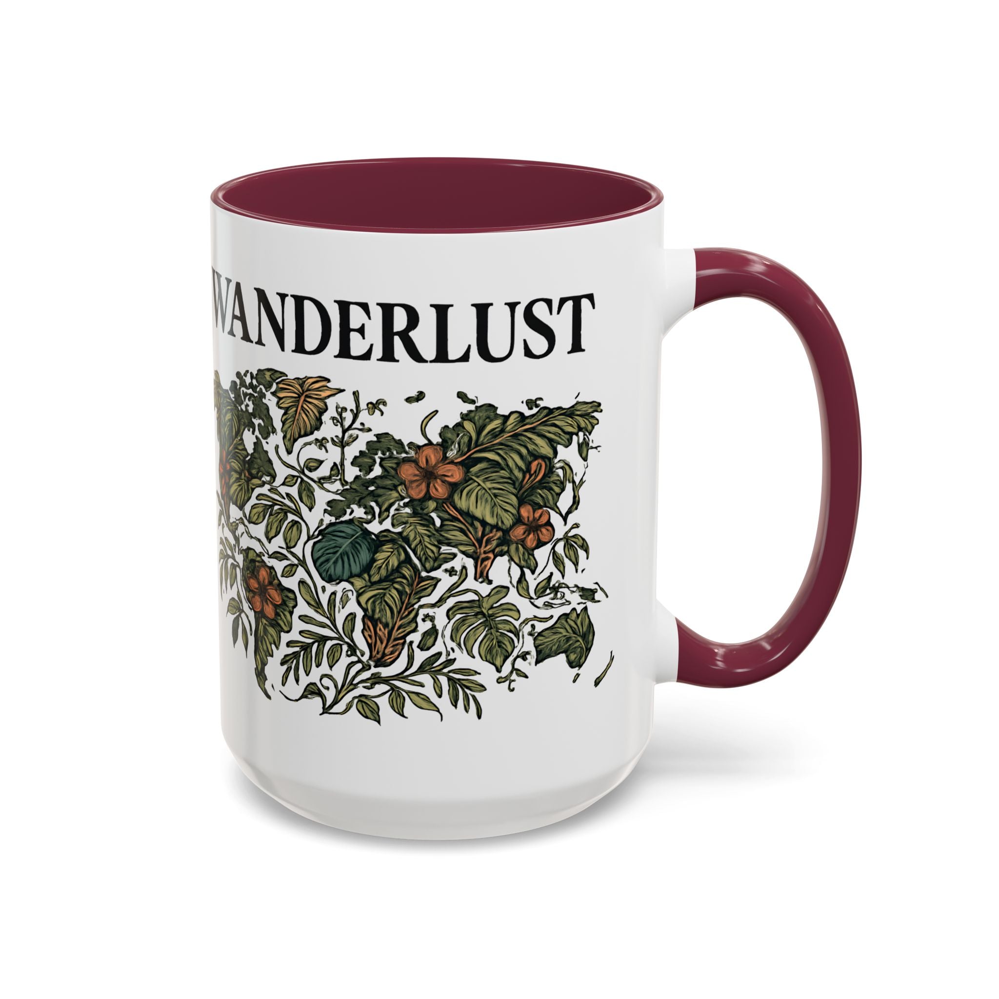 Wanderlust Floral Travel Mug — 11oz/15oz Ceramic Coffee Cup