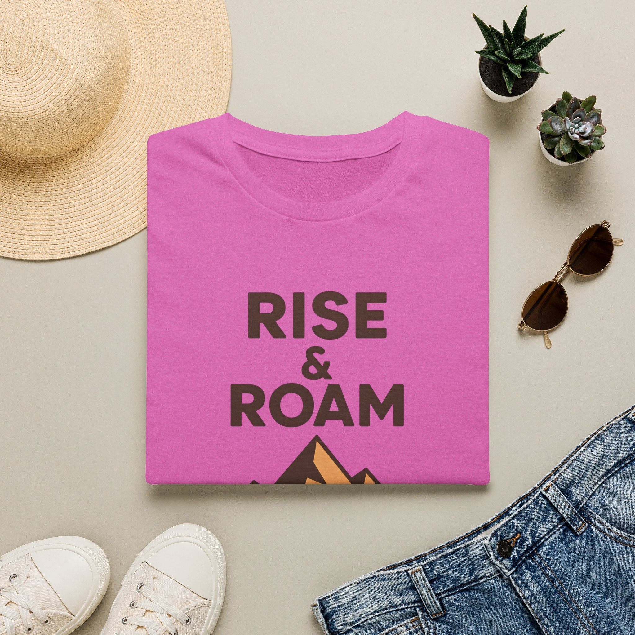Rise & Roam Mountain T-Shirt — Adventure Graphic Tee for Hikers & Travelers